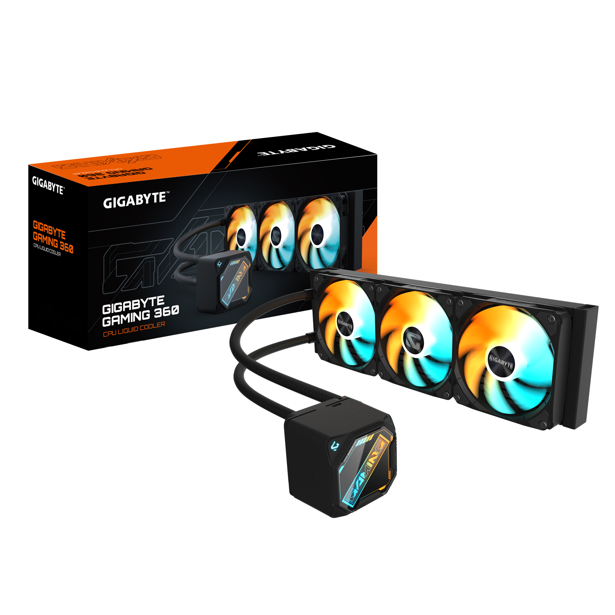 GIGABYTE GAMING 360 Raffreddamento Liquido per CPU - 3x120 mm Ventole ARGB, Meccanismo di bloccaggio a scorrimento, DAISY-CHAIN