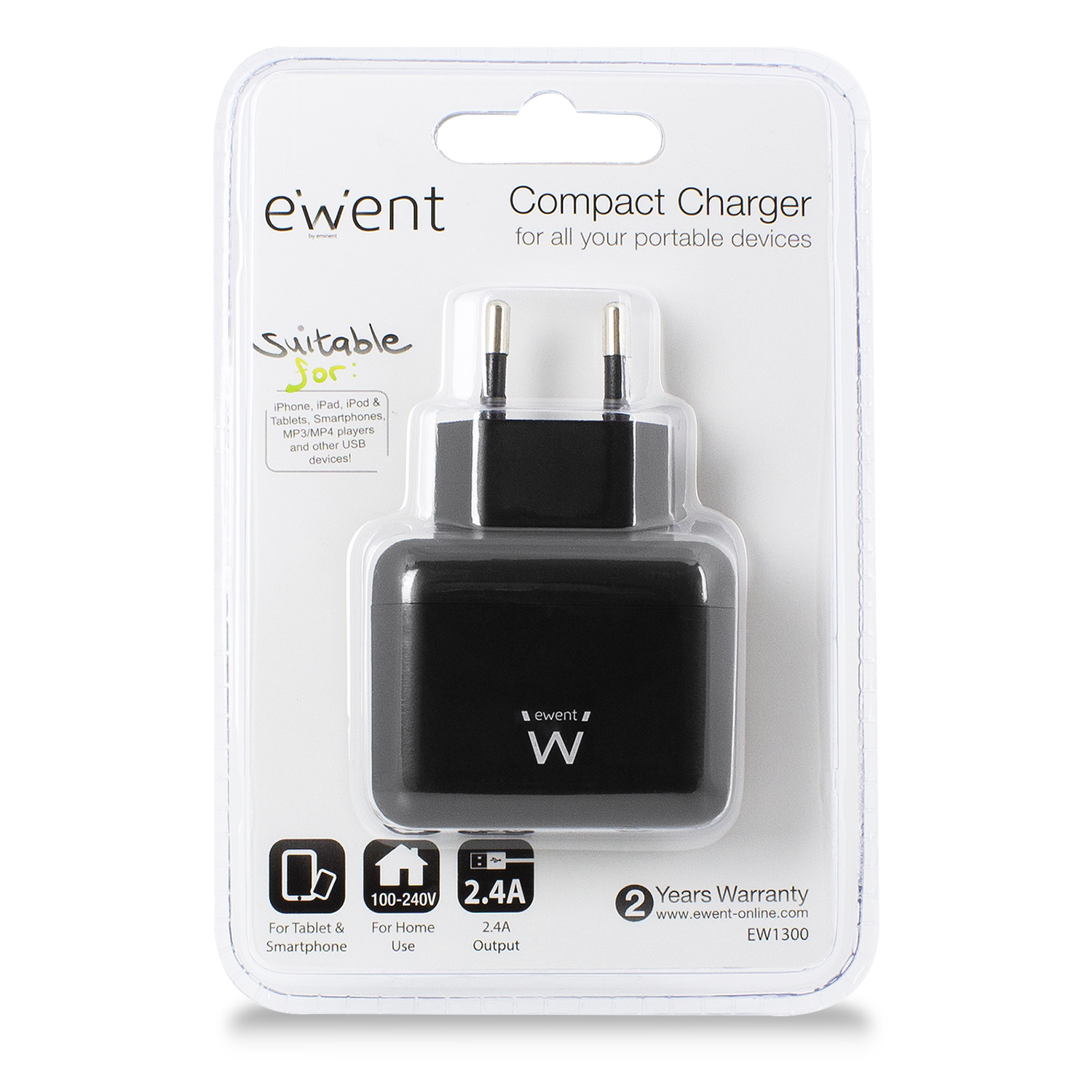 Ewent EW1300 mobile device charger Smartphone, Universal Black AC Indoor – image 6