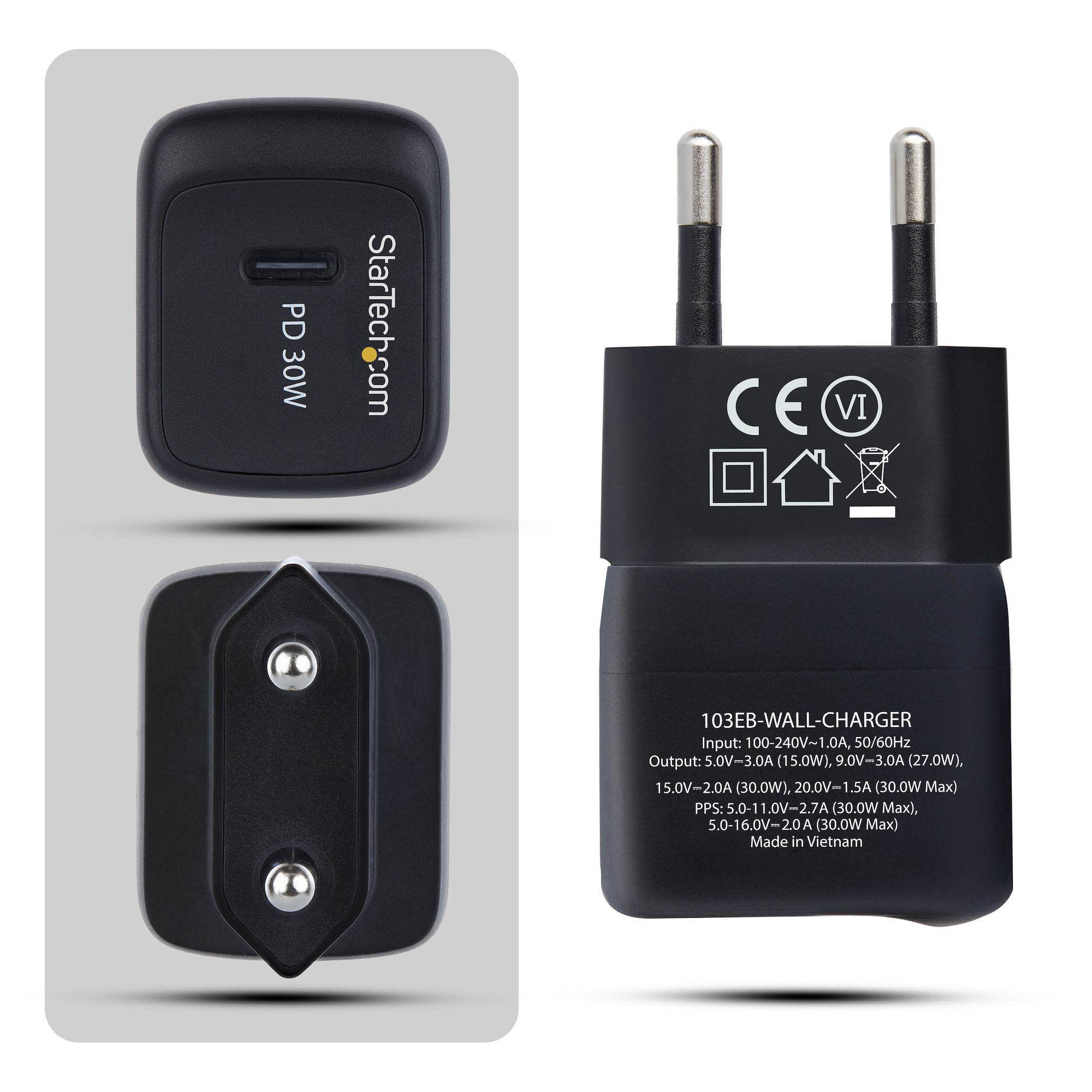 StarTech.com 30W USB‑C Wall Charger, Portable GaN Charger with USB Power Delivery Fast Charging, GaN – image 3