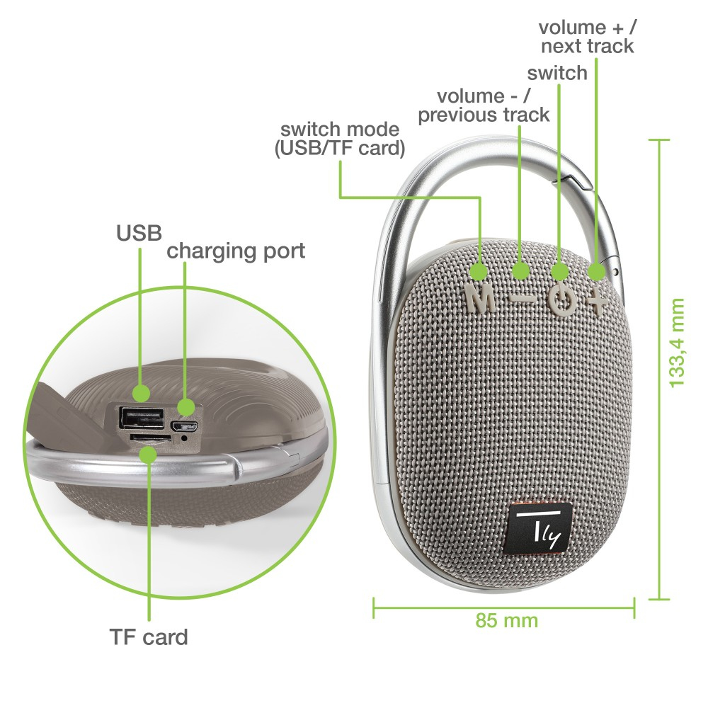 Techly ICASBL321GR portable/party speaker Mono portable speaker Grey – image 4