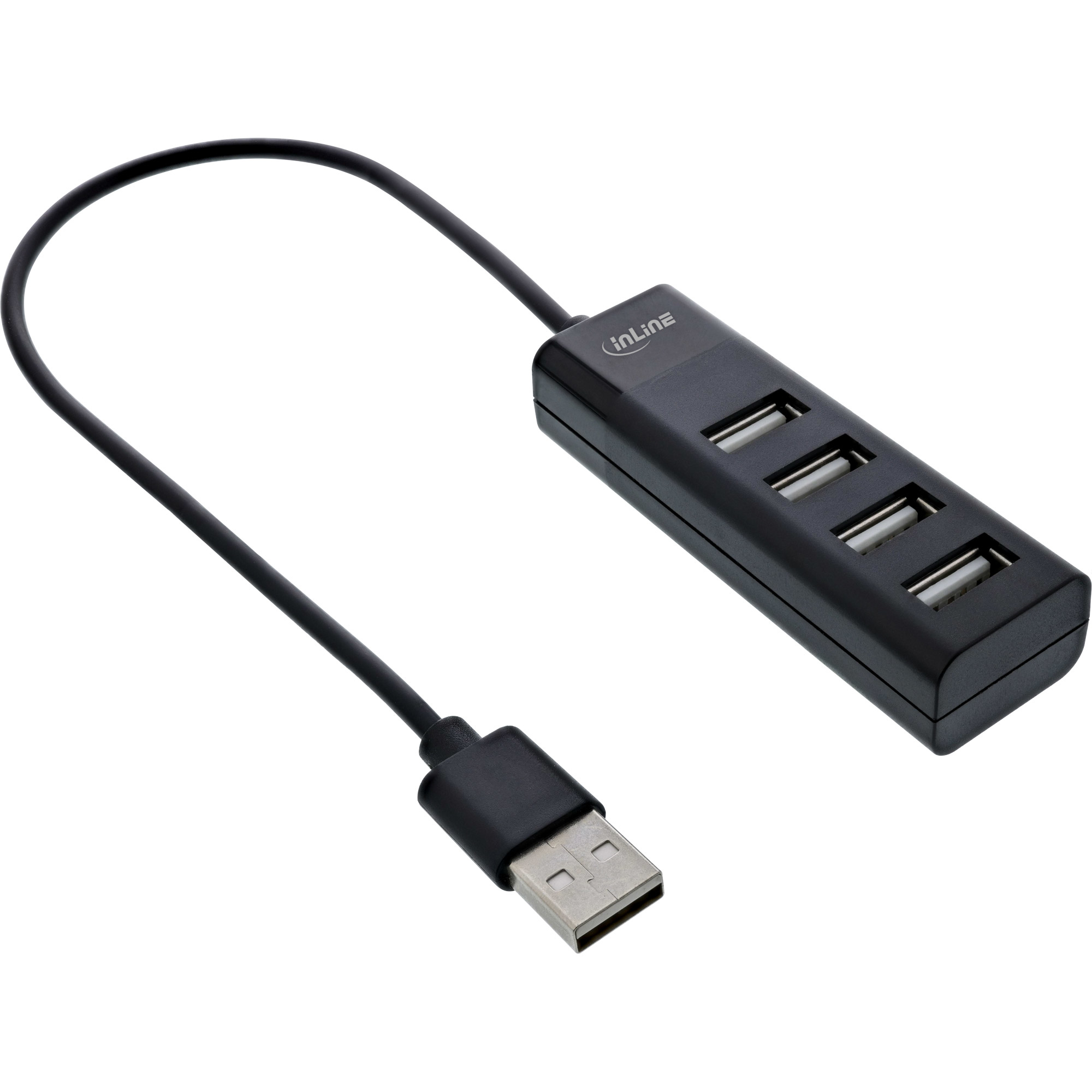 InLine USB 2.0 4-Port Hub, Type-A male to 4x Type-A female, black – image 1