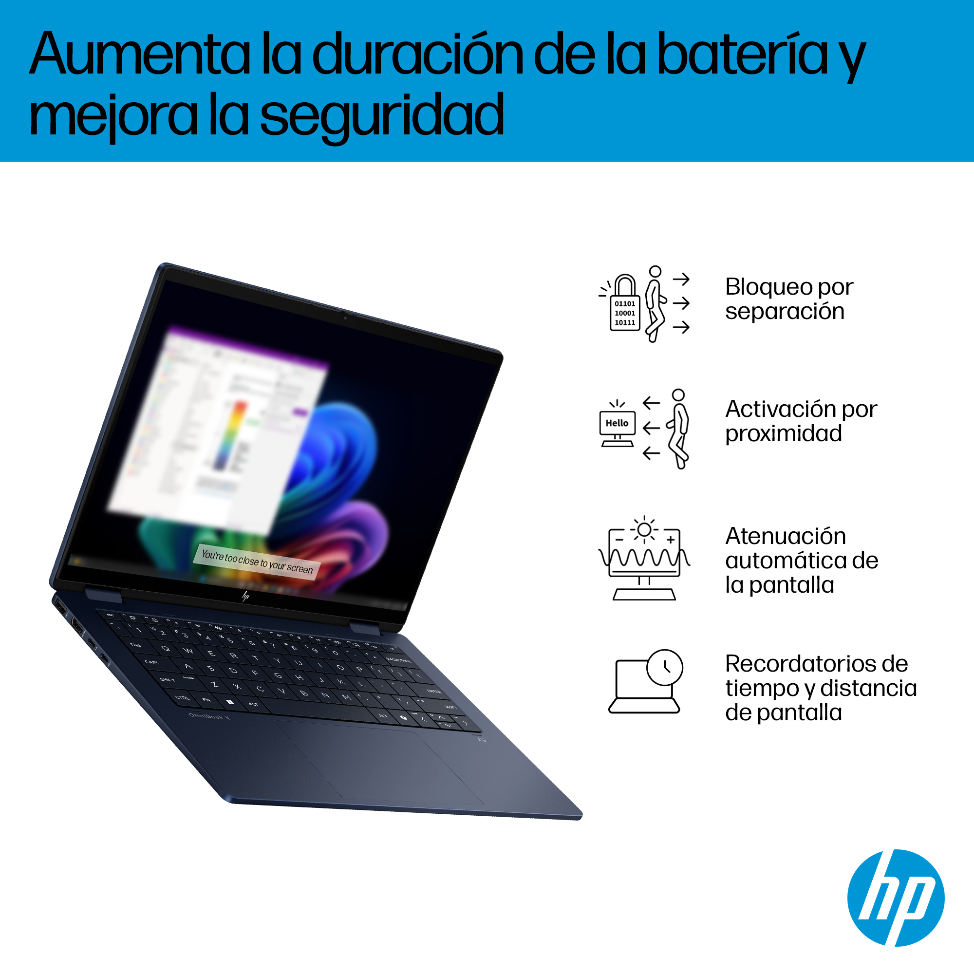 HP - Convertible 2 en 1 HP OmniBook X Flip 14-fm0001ns, Copilot+PC, Intel Core Ultra 7 EVO-256V, 16GB, 1TB SSD, 14' OLED, W11. - imagen 12