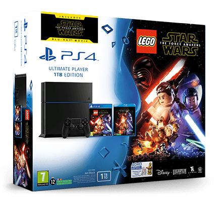 Sony PlayStation 4 1TB + Lego Star Wars Wi-Fi Melns