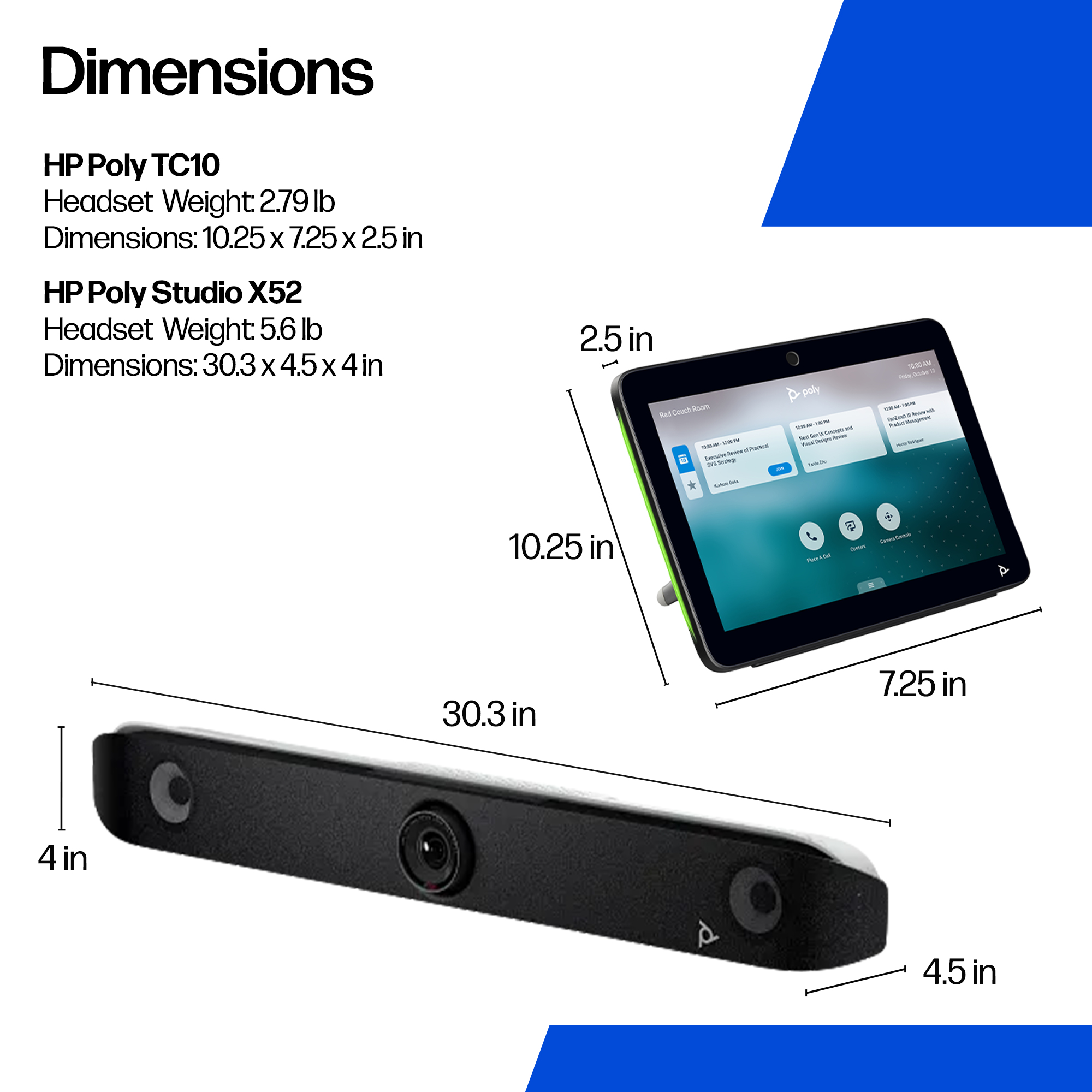 HP Poly Studio X52 All-In-One Video Bar with TC10 Controller Kit No Power Cord GSA/TAA – image 6