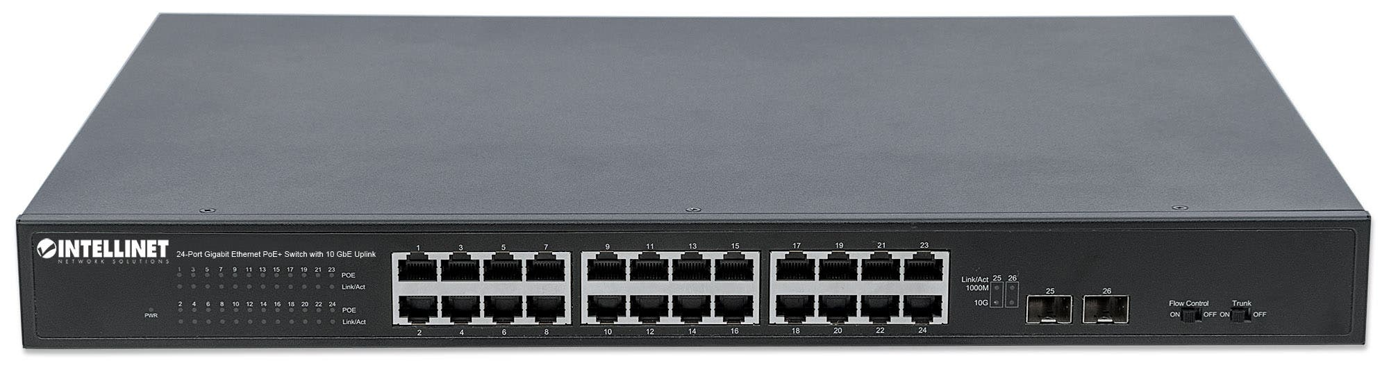 Intellinet 24-Port Gigabit Ethernet PoE+ Switch with 10 GbE Uplink, 24 x PoE ports, IEEE 802.3at Power over Ethernet (PoE+) – image 3