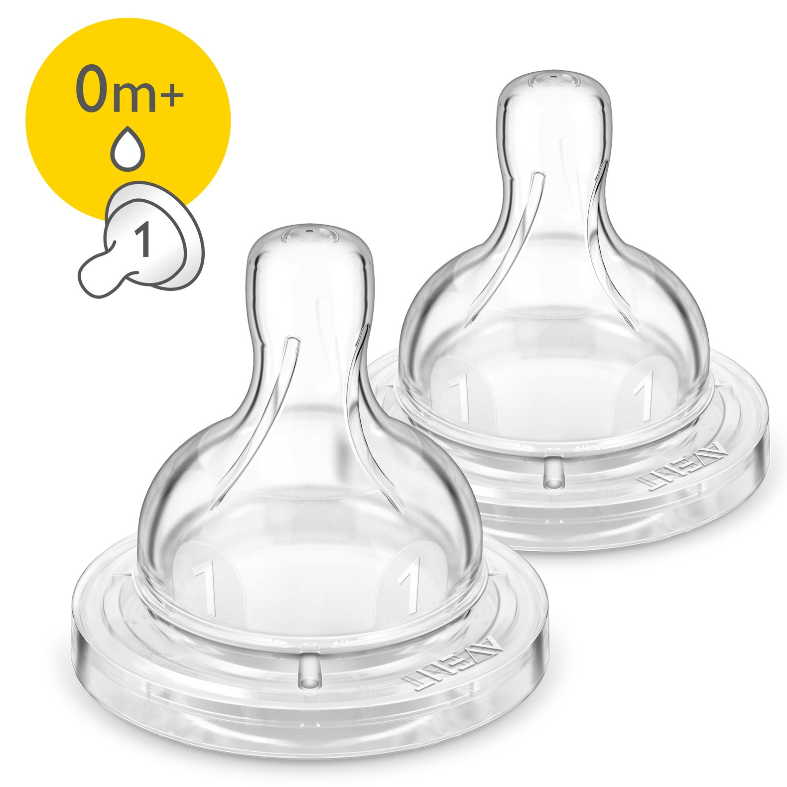 Philips AVENT 2 قطع حلمات لحديثي الولادة تدفق 0+ أشهر مضادة للمغص سيليكون