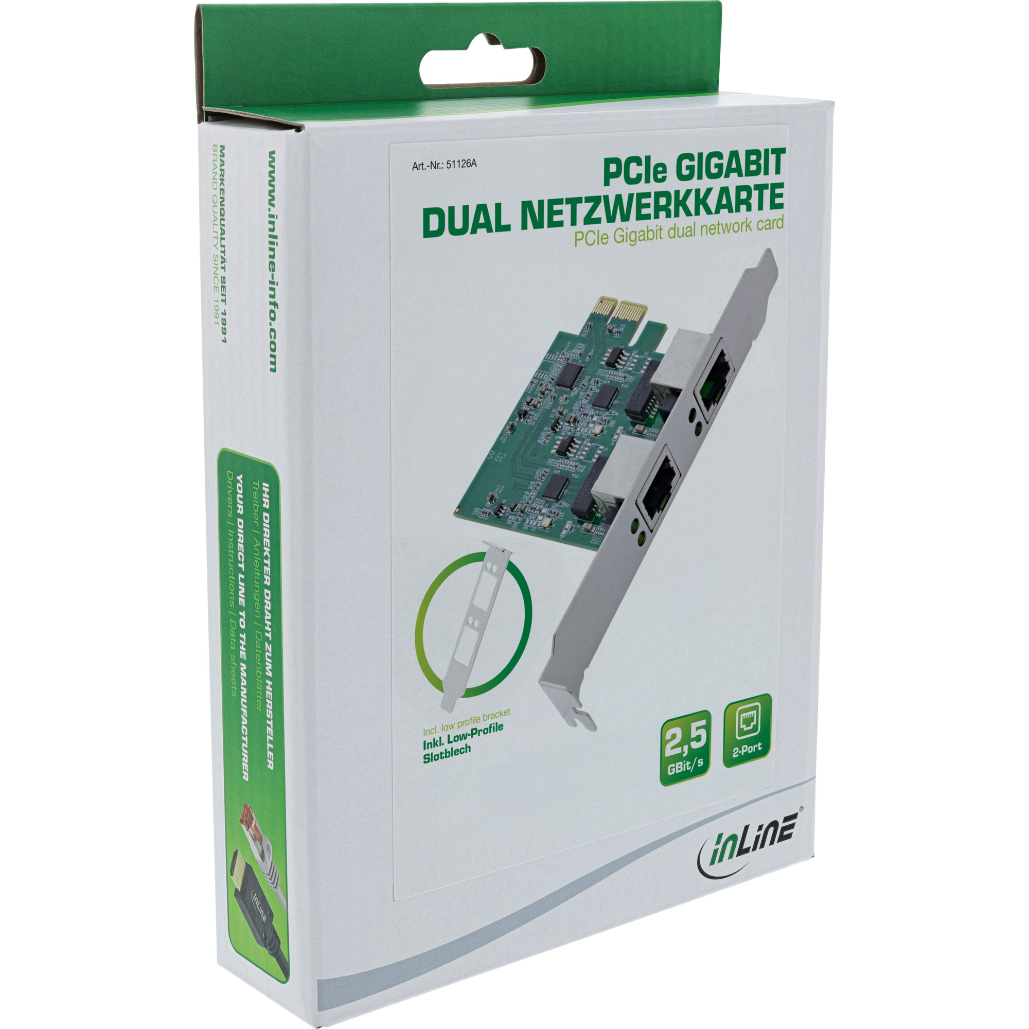 InLine Dual Gigabit network card, 1x RJ45 – image 3