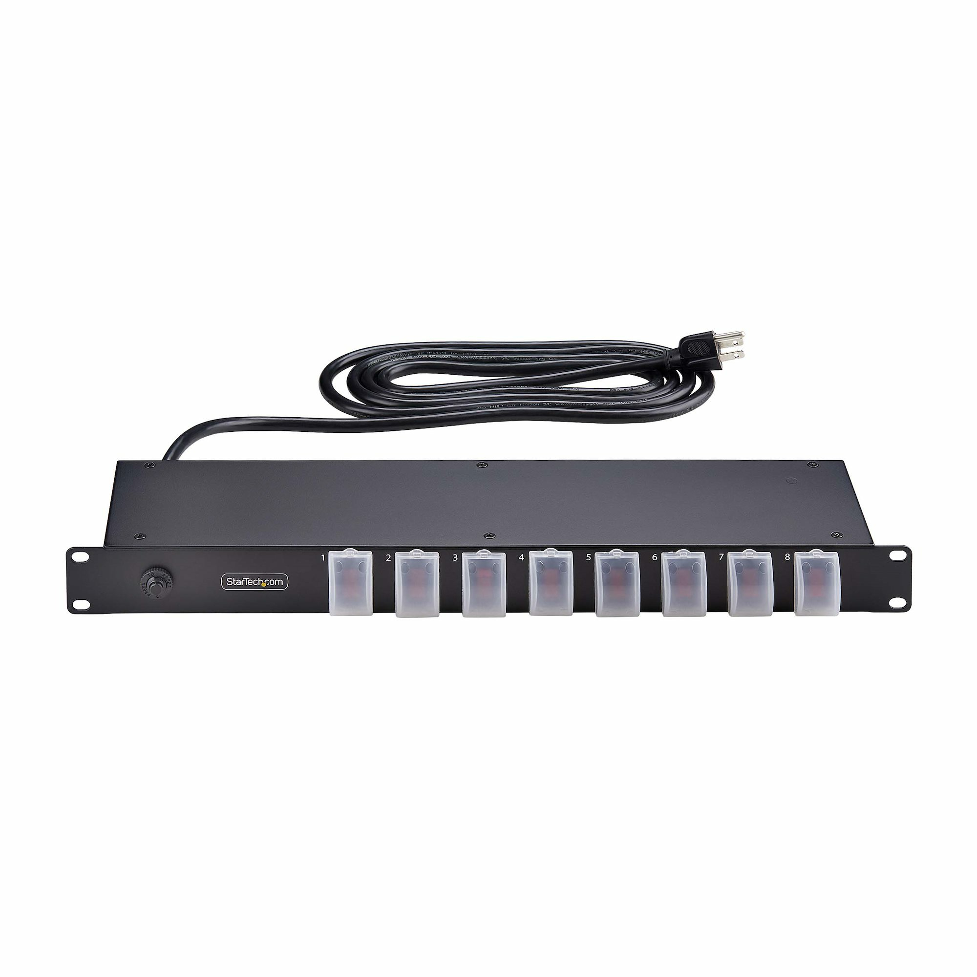 StarTech.com 8-Outlet Horizontal Rack Mount PDU, 1U Power Strip, Individual Outlet On/Off Switches w/Covers, 15A Circuit Breaker, 8ft/2.4m Cord, NEMA 5-15P/R, T – image 4