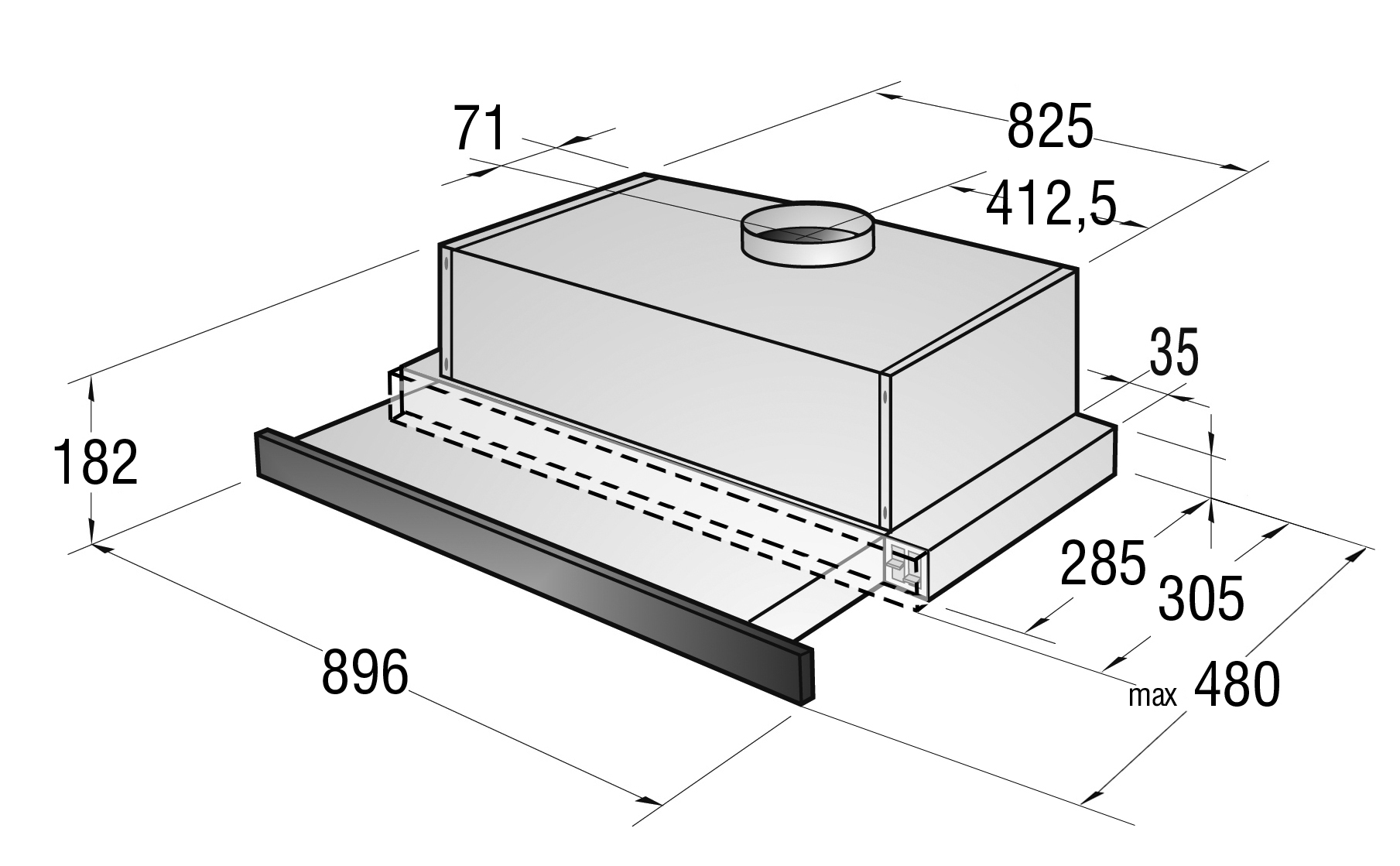 Gorenje DKF2900MST cooker hood Semi built-in (pull out) Black, Stainless steel 420 m³/h – image 2