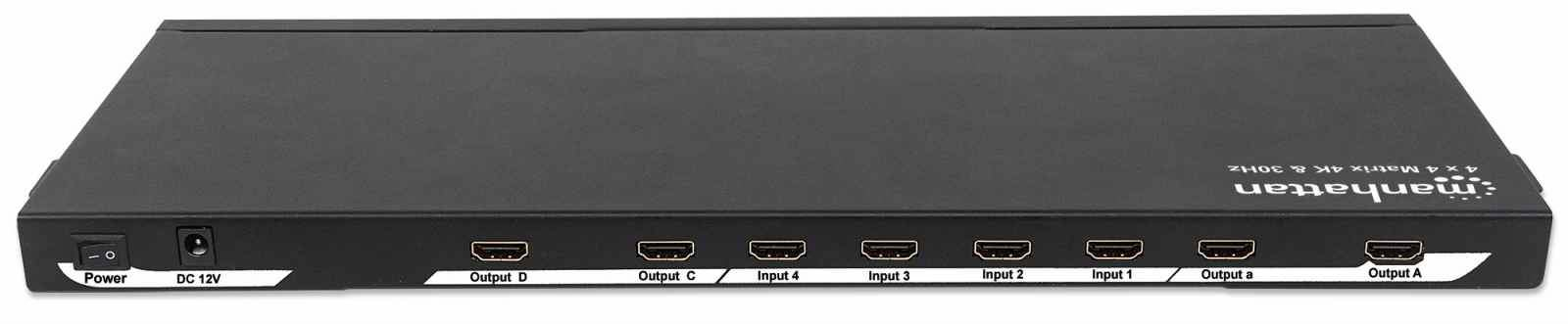 Manhattan 4K 4x4 HDMI Matrix, 4K@30Hz, Switch/Splitter Matrix with Four Inputs and Four Outputs, RS232 Control, Video Bandwidth Amplifier, Remote Control, Boxed – image 4