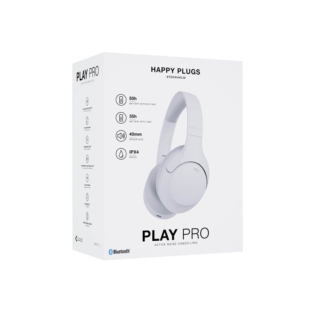 Happy Plugs Headphone Play Pro ANC Over-Ear Wireless White – image 2