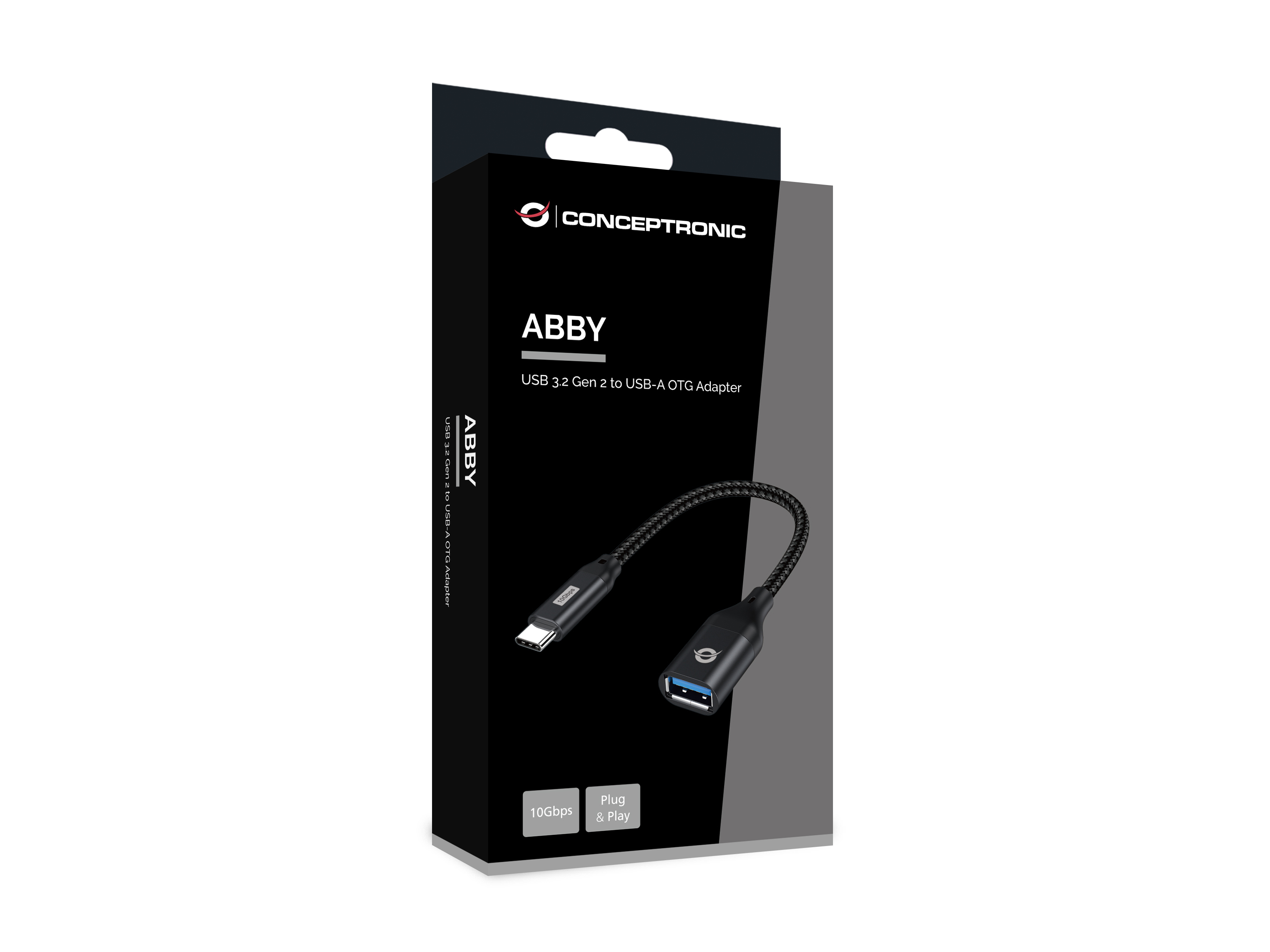 Resim Conceptronic ABBY18B USB-C Erkek - USB-A Dişi Dönüştürücü Adaptör, Siyah, 10 Gbps