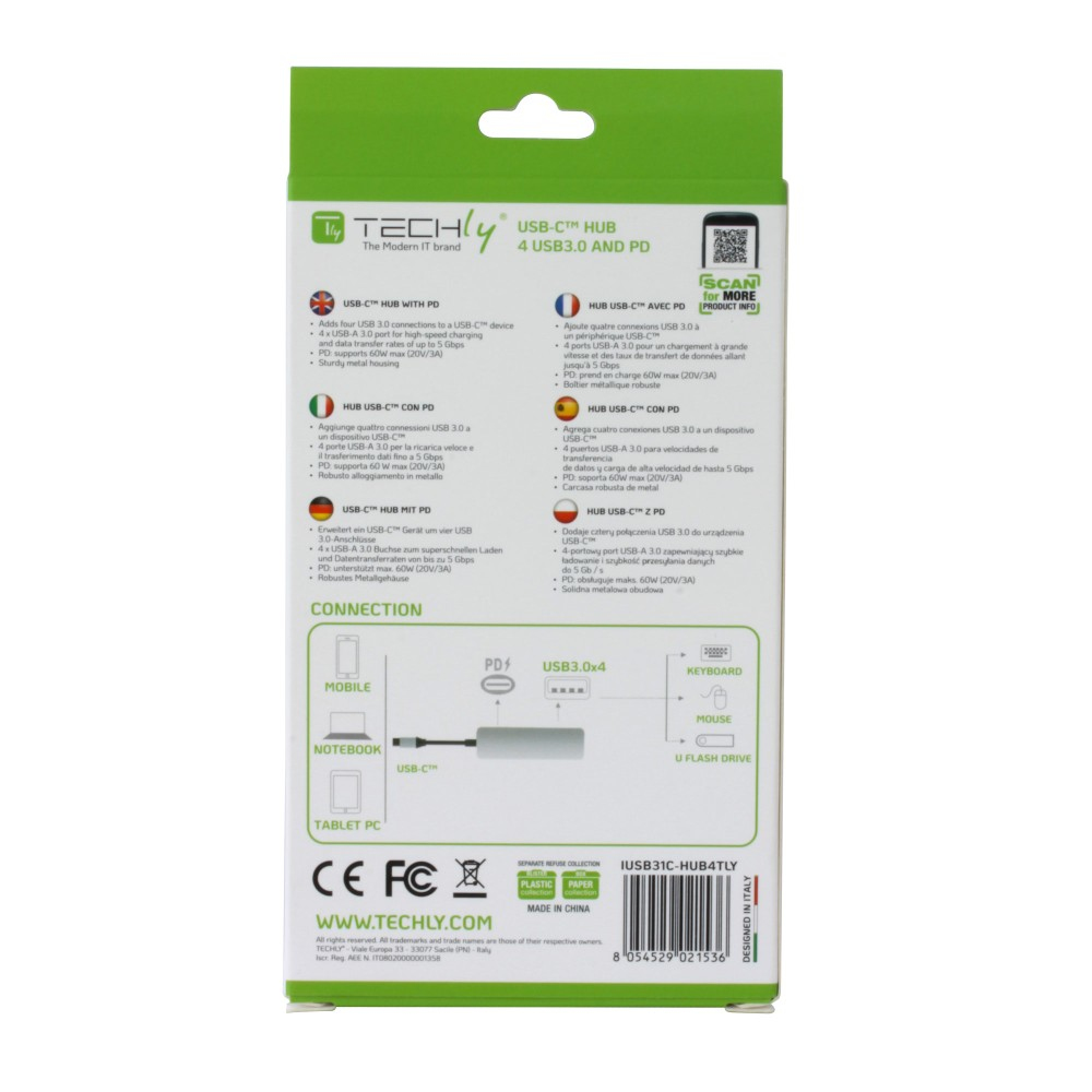 Techly IUSB31C-HUB4TLY interface hub USB 3.2 Gen 1 (3.1 Gen 1) Type-C 5000 Mbit/s Silver – image 9