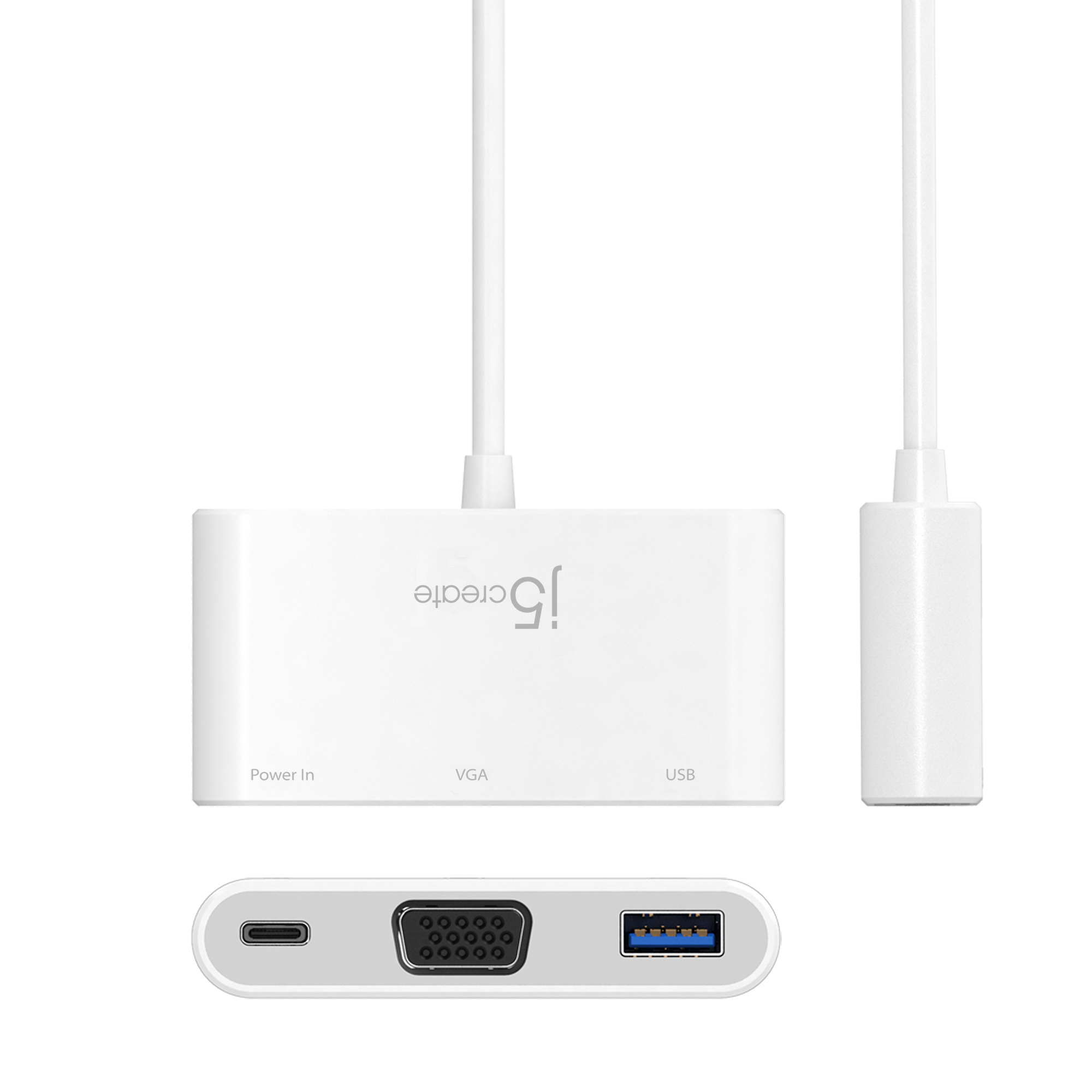 j5create JCA378 USB™ Type-C to VGA & USB™ 3.0 with Power Delivery, White, 0.25 m – image 2