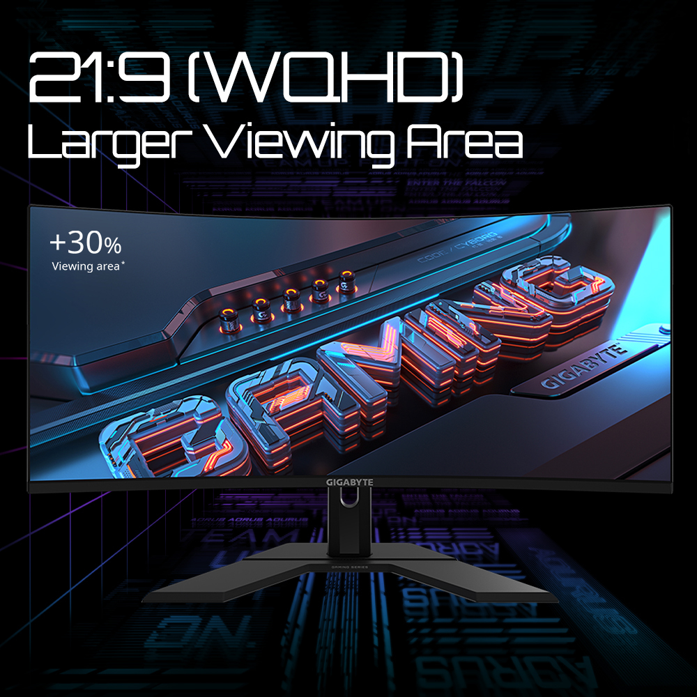 GIGABYTE GS34WQC 34" WQHD Curved Gaming Monitor - 3440 x 1440, 1500R, 300Hz, 1ms, 250 cd/m², FreeSync Premium, HDR Ready, HDMI 2.0, Displayport 1.4 – image 8