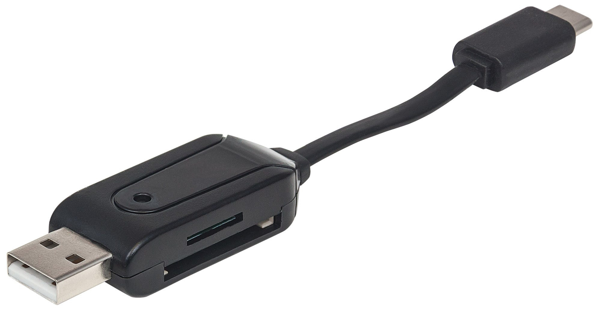 Manhattan USB-A and USB-C Multi-Card Reader/Writer, Combo USB-C/USB-A, 480 Mbps, 24-in-1, Windows or Mac, Black, Blister – image 1