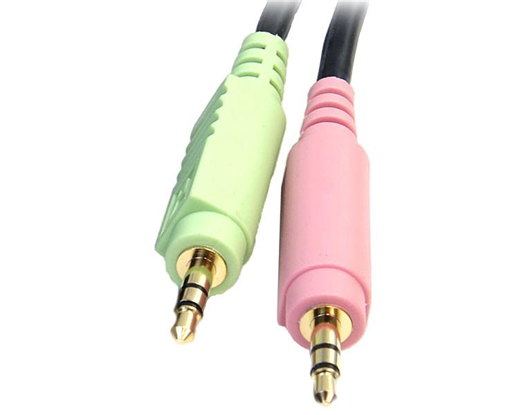 صورة StarTech.com 6 قدم 4 في 1 كابل مفتاح KVM بمنفذ DisplayPort مع صوت وميكروفون