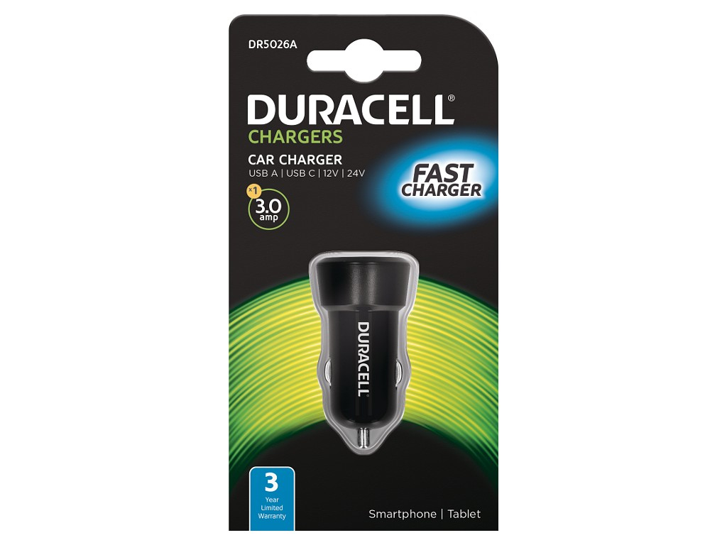 Duracell Type-C/Type-A In-Car Charger 3A