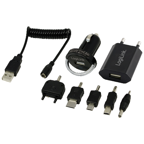 LogiLink PA0036A mobile device charger Mobile phone Black AC, Cigar lighter, USB Auto, Indoor, Outdoor