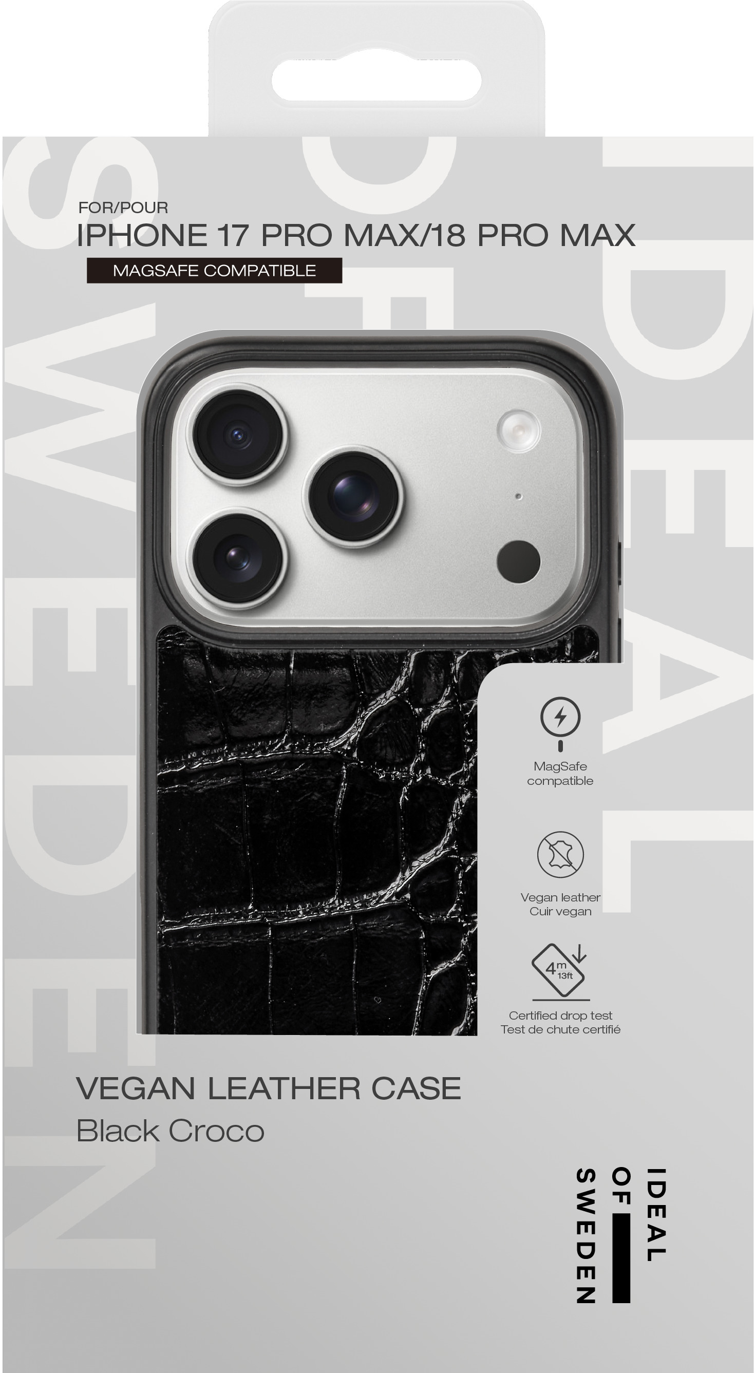iDeal of Sweden Vegan Leather Case MagSafe iPhone 17 Pro Max / 18 Pro Max Black Croco – image 4