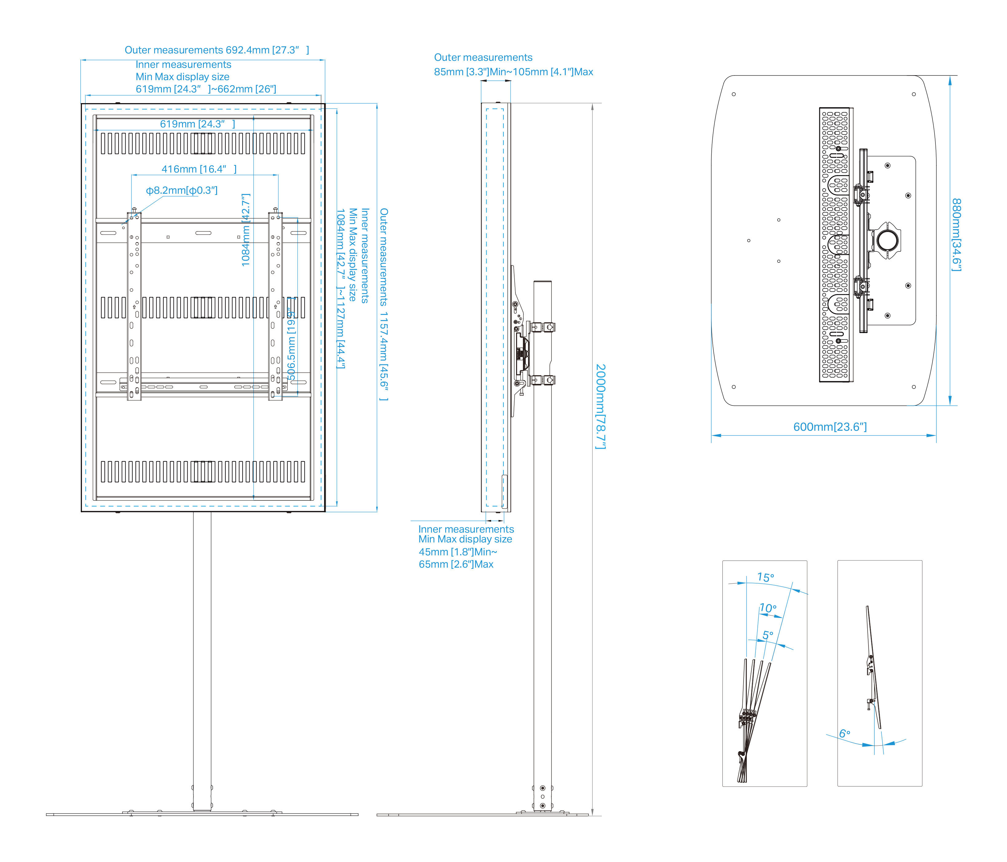 صورة حامل أرضي Multibrackets M Pro Series 49" بعمود واحد - فولاذ أسود