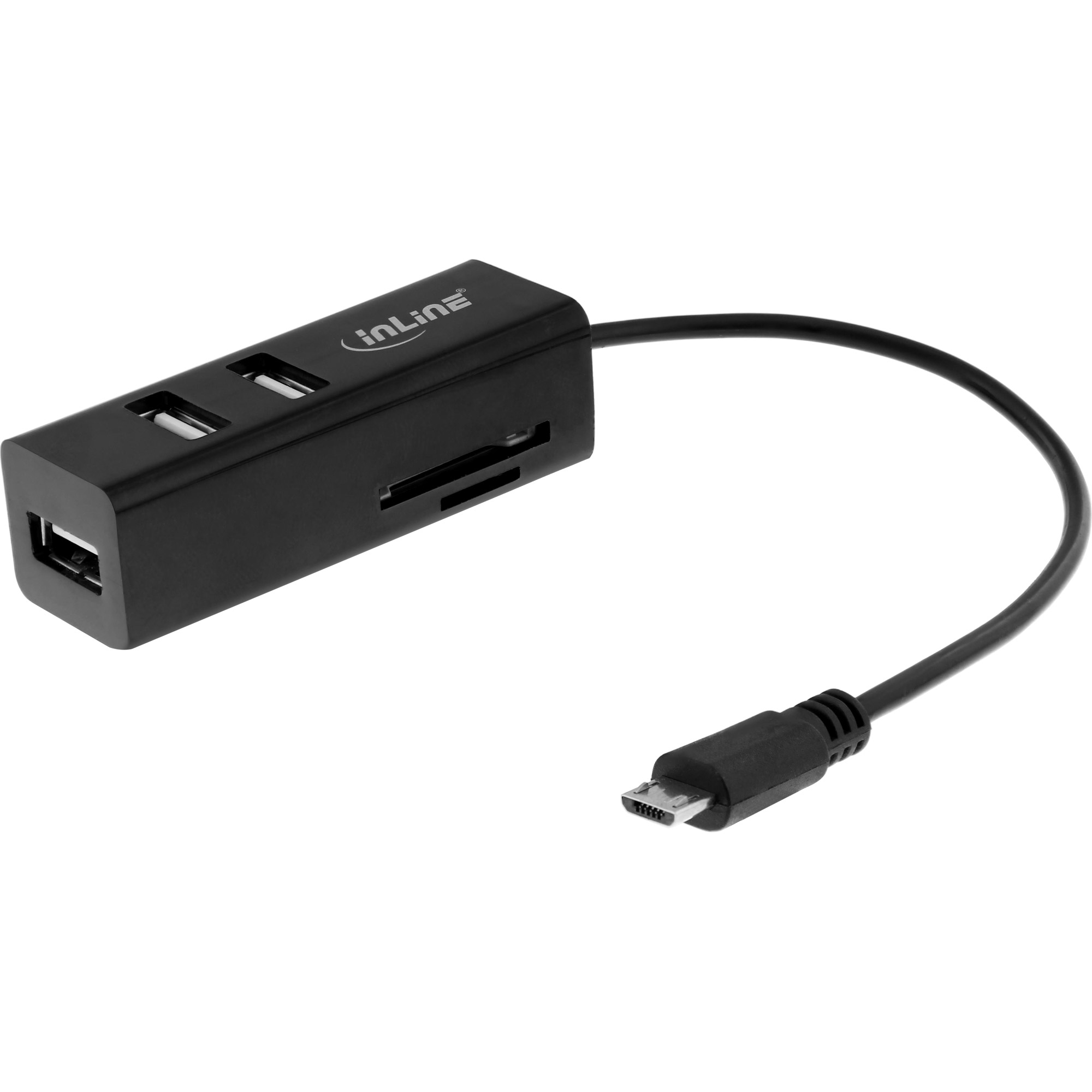 InLine OTG Card Reader and Hub with 3x USB 2.0 Ports