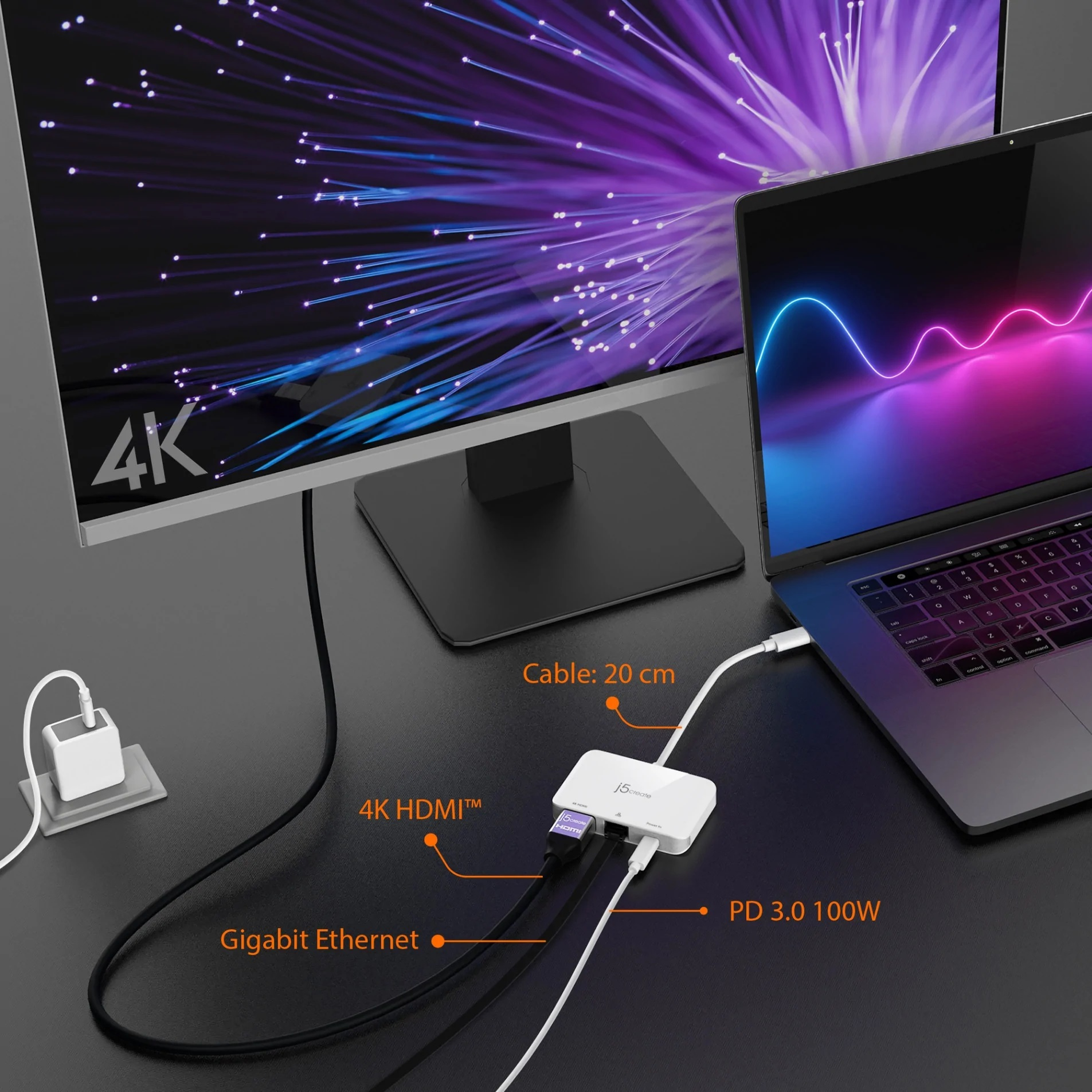 j5create JCA351-N USB-C® to 4K HDMI™ Ethernet Adapter – image 5