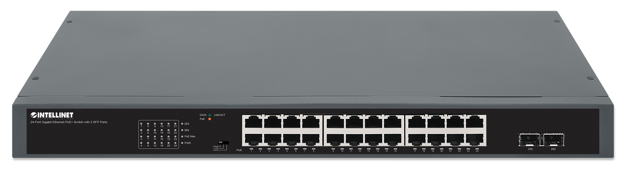 Intellinet 24-Port Gigabit Ethernet PoE+ Switch with 2 SFP Ports IEEE 802.3at/af (PoE+/PoE) Compliant – image 3