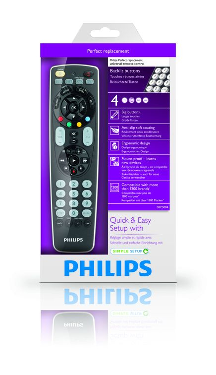 Philips Perfect replacement SRP5004/87 remote control IR Wireless DVD/Blu-ray, DVDR-HDD, SAT, TV, VCR Press buttons – image 3