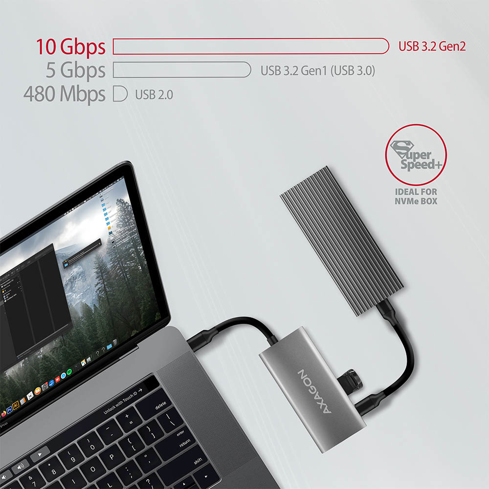 Axagon HMC-4G2 USB 3.2 Gen 2 10 Gbps hub, 2x USB-A, 2x USB-C – image 6