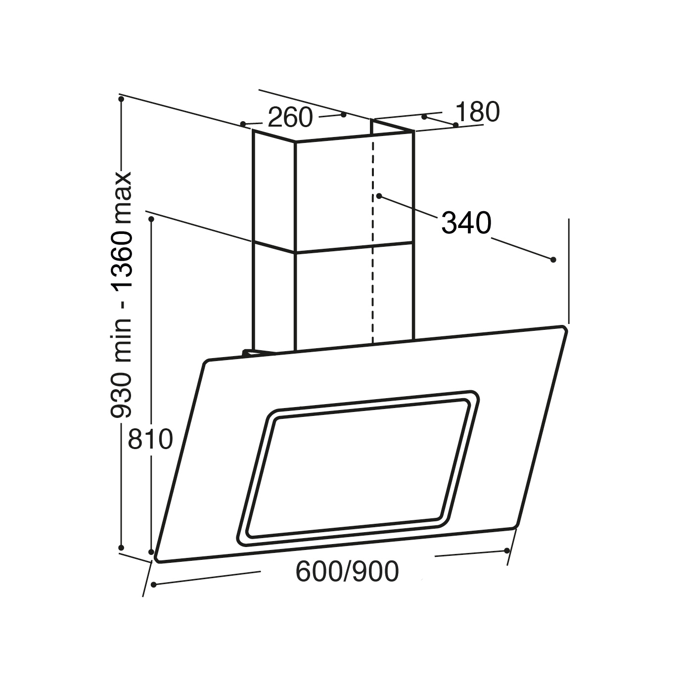 CDA EXG90BL cooker hood Wall-mounted Black 711 m³/h – image 3