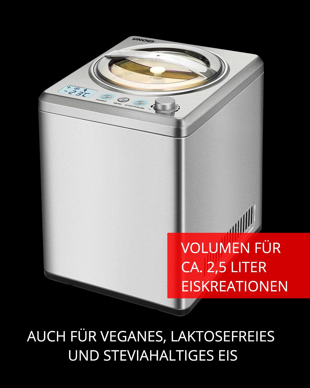 Unold Eismaschine Profi Plus 48880 Kompressor 2,5 l 250 W Edelstahl