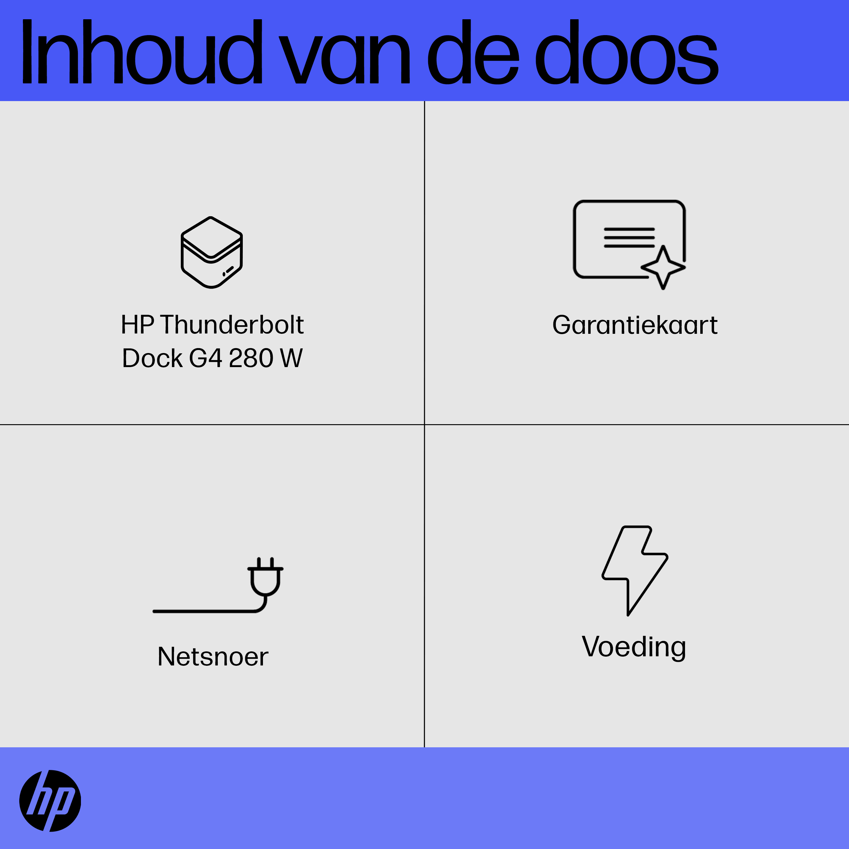 HP Thunderbolt Dock 280W G4 w/Combo Cable. Connectivity technology: Wired, Host interface: Thunderbolt 4. Product colour: 
