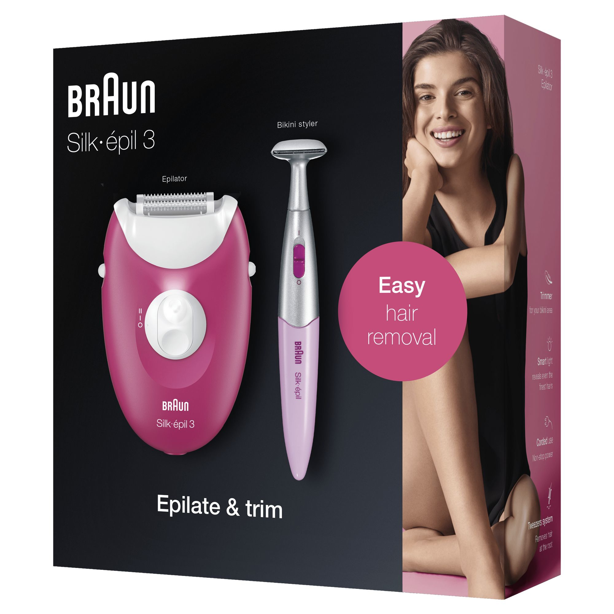 Braun Silk-épil 3 81711457 epilator 20 tweezers Pink, White – image 8