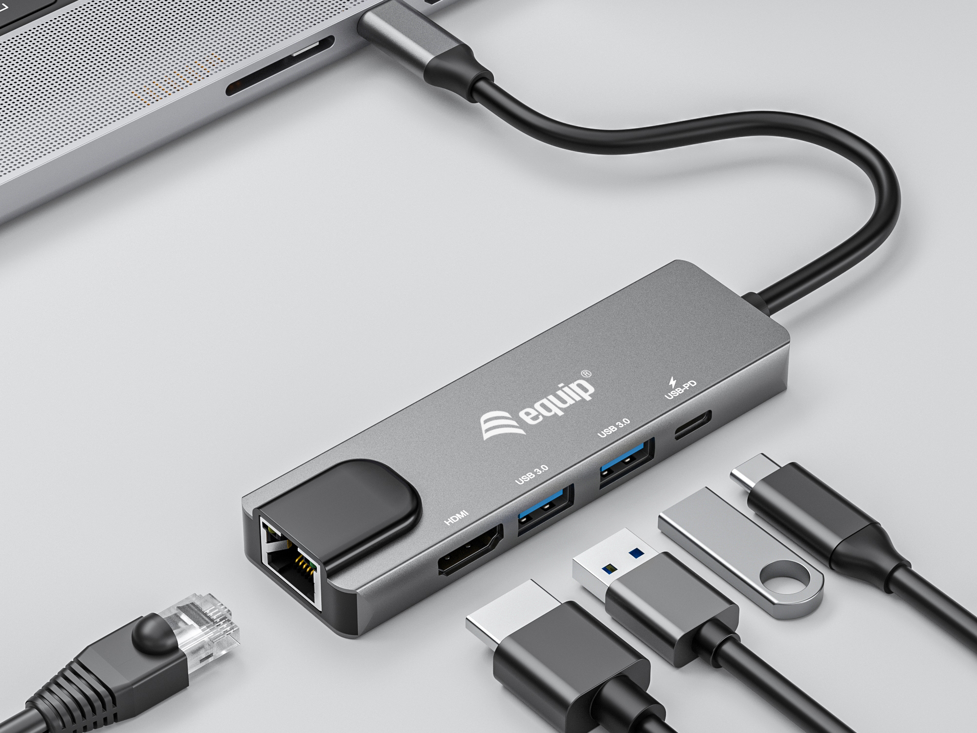 Equip USB-C 5 in1 Multifunction Adapter, HDMI, Gigabit LAN, USB 3.2 GEN1 – image 4