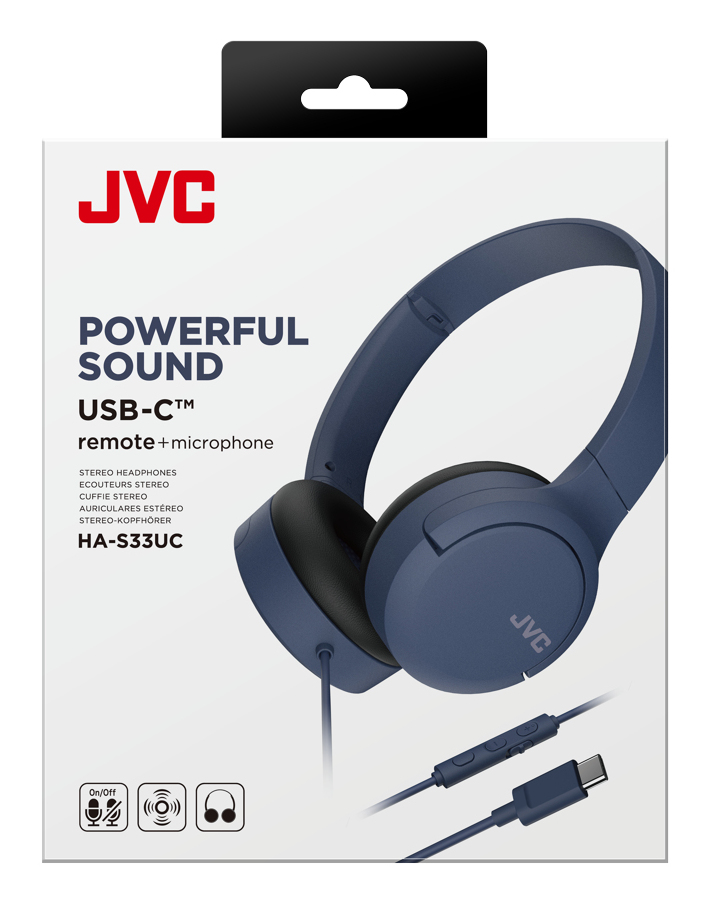 JVC HAS33UC Headset Wired Head-band Calls/Music USB Type-C Black, Blue image 6