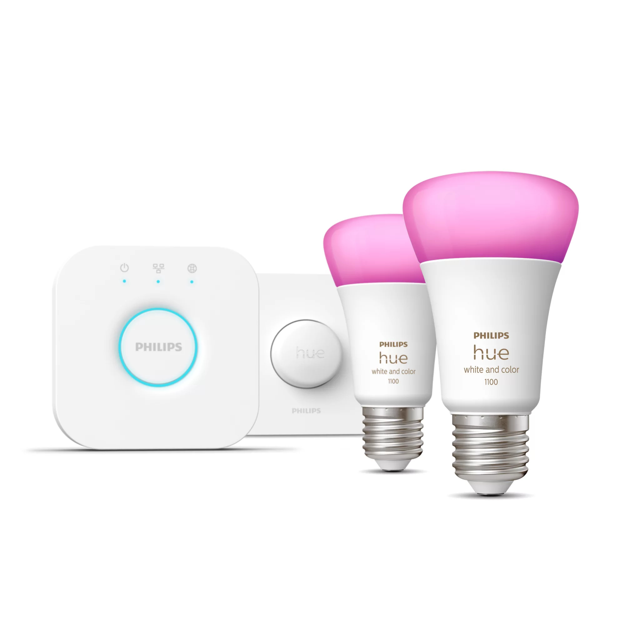 Philips by Signify Philips Hue White and colour ambience Starter kit: 2 E27 smart bulbs (1100) + smart button – image 1