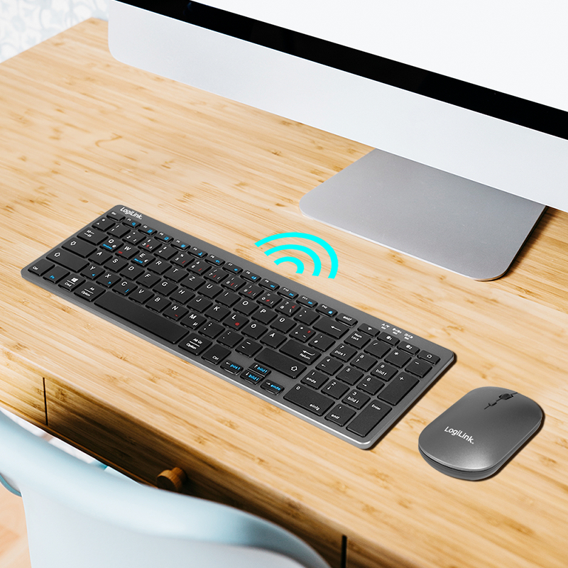 LogiLink ID0215 keyboard Mouse included Home/Office Bluetooth QWERTZ German Anthracite, Grey – image 5