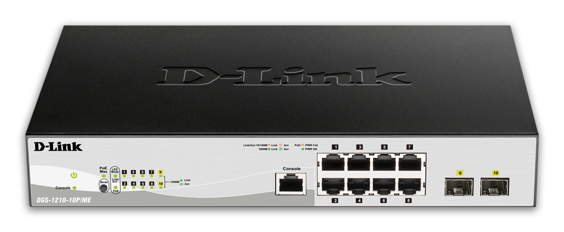 D-Link DGS-1210-10P/ME/E network switch Managed L2/L3 Gigabit Ethernet (10/100/1000) Power over Ethernet (PoE) Black, Grey – image 2