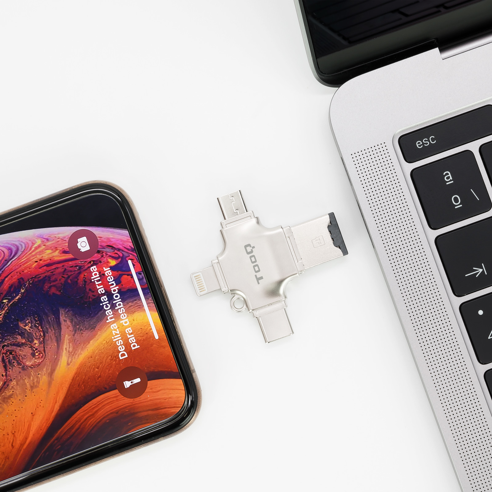 TooQ TQR-4001 card reader USB Type-A/USB Type-C/Micro-USB/Lightning Silver – image 5