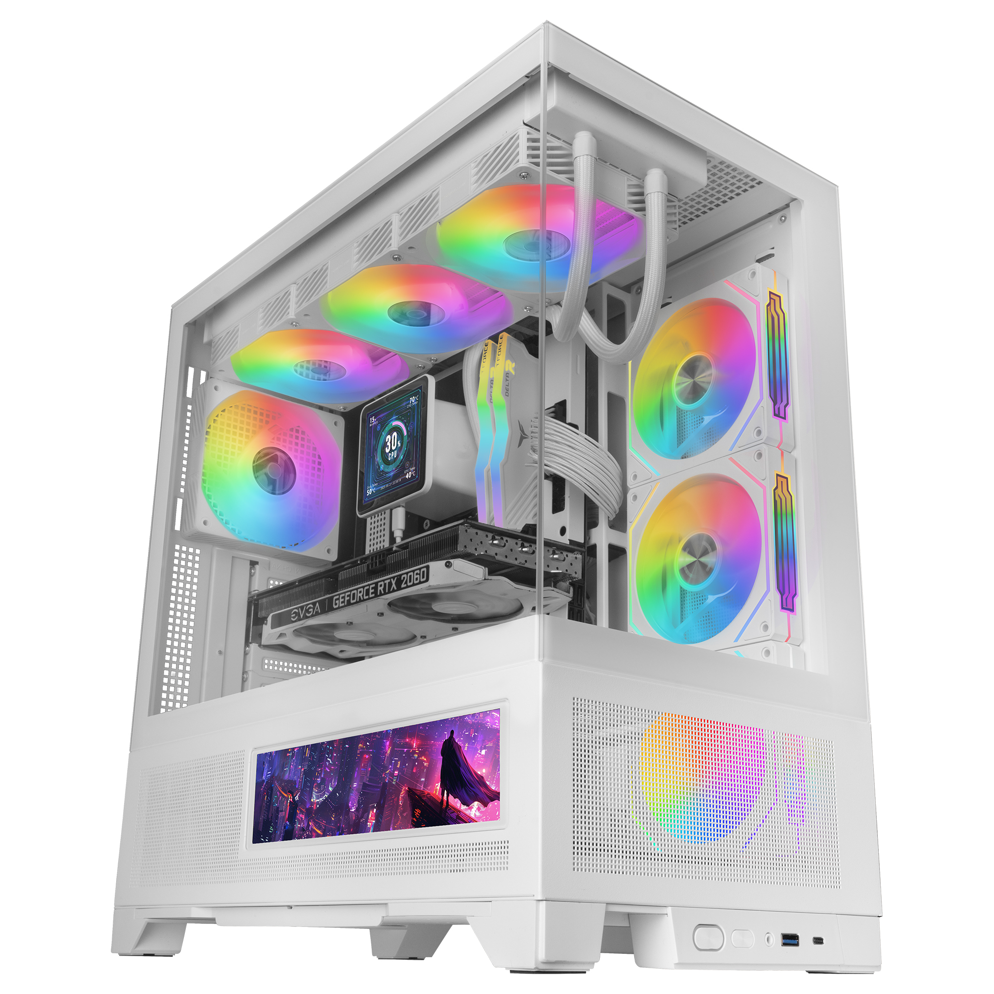 Mars Gaming MCLCDXW computer case Midi Tower White – image 2
