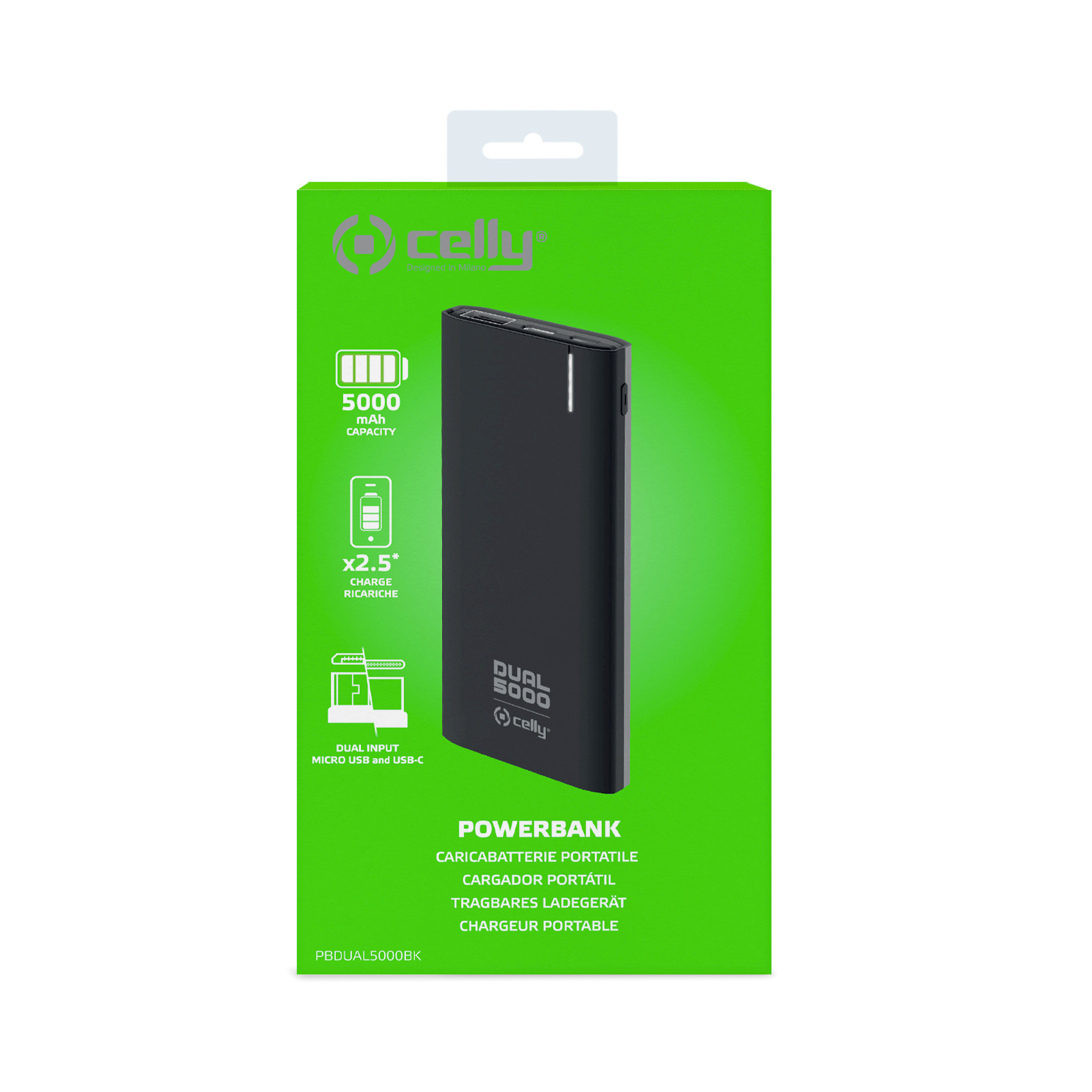 Celly PBDUAL5000BK power bank Lithium Polymer (LiPo) – image 2