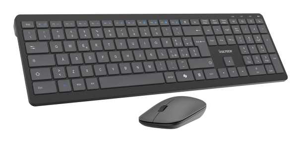 Vultech KM-851W keyboard Mouse included Office RF Wireless + USB QWERTY Italian Black