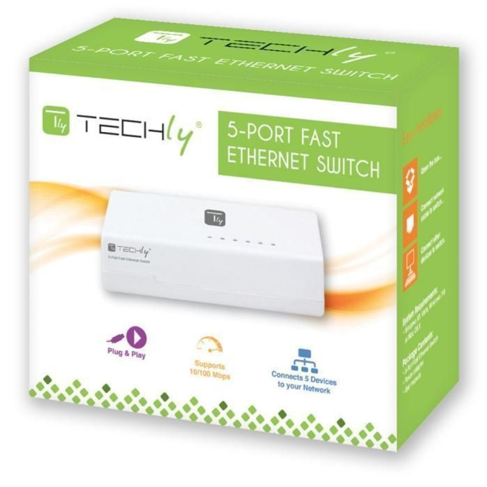 Techly Switch Hub 5 Ports 10/100 Mbps Fast Ethernet I-SWHUB-050TY – image 2