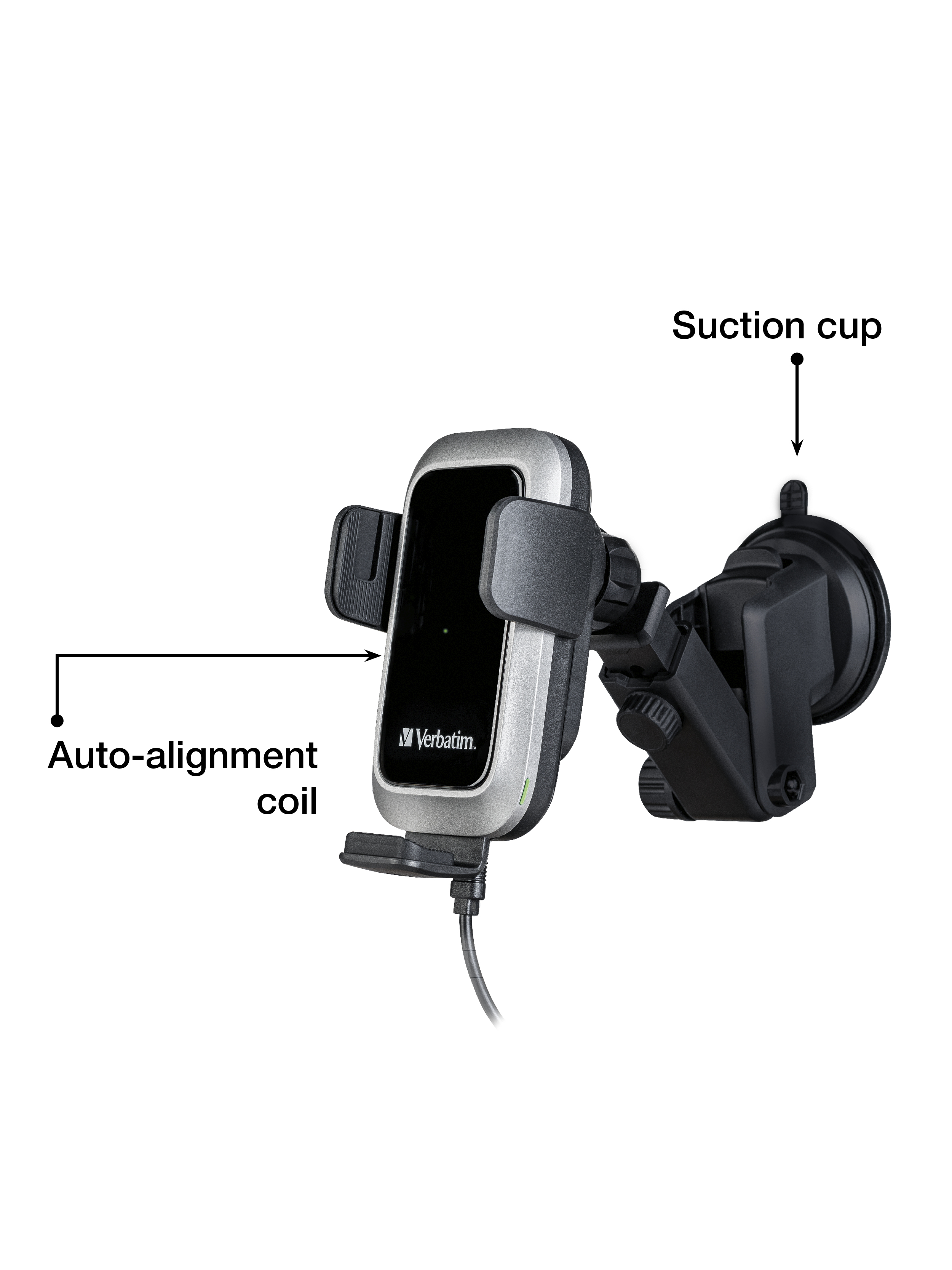 Verbatim FWC-03 Pro Qi Fast Wireless Autoladegerät retail Smartphone Schwarz USB Kabelloses Aufladen Auto