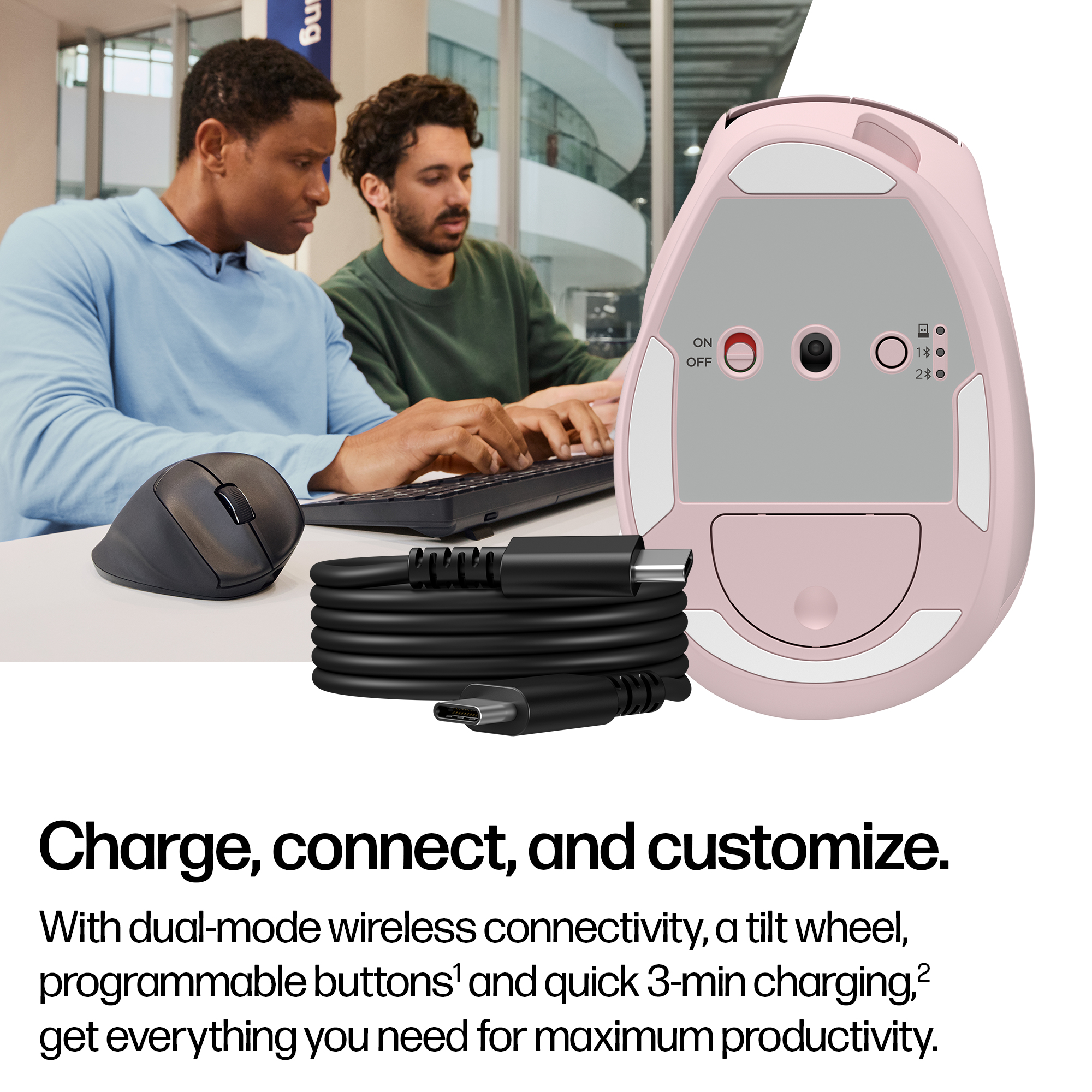 HP Tilt Ergonomic Pink Mouse 720M – image 1
