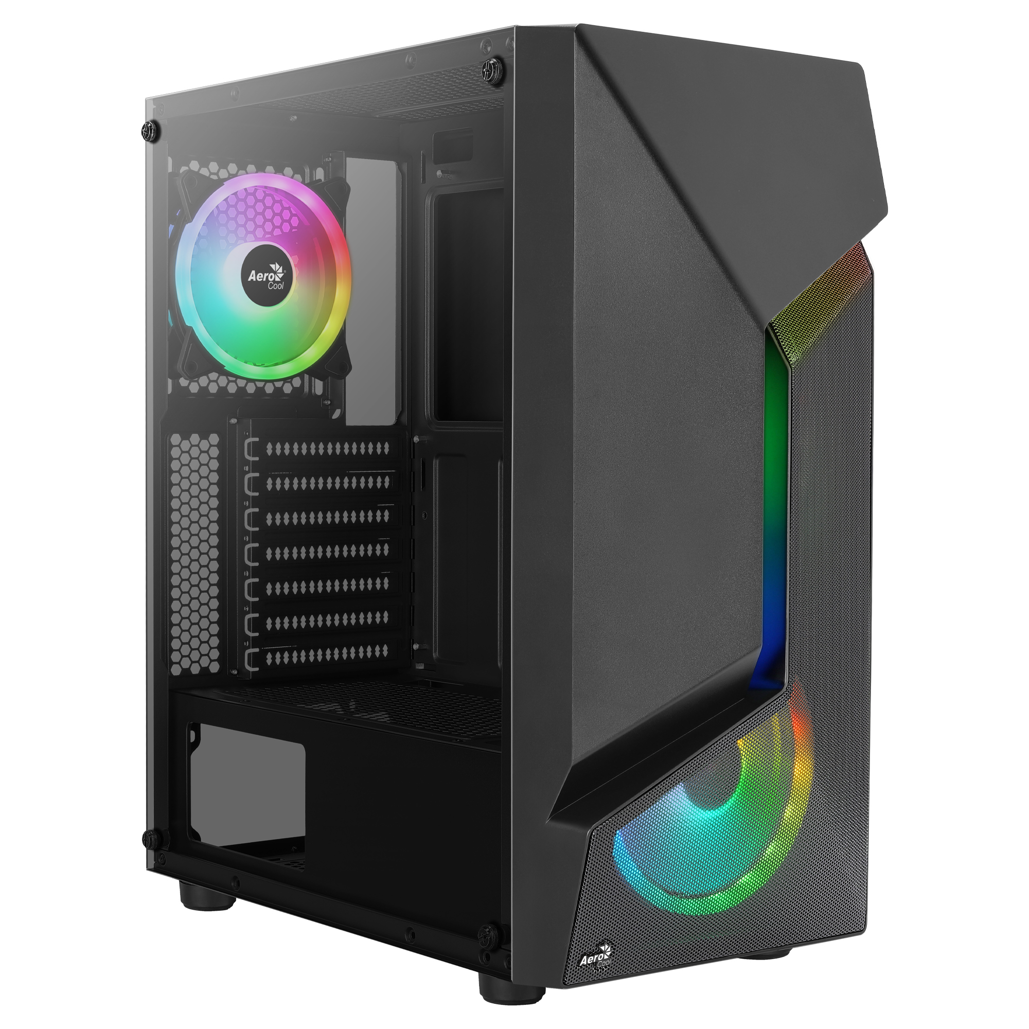 Aerocool SCAPEBKV3 Gaming ATX Case Front RGB LED Tempered Glass 3x ARGB Fans Black – image 2