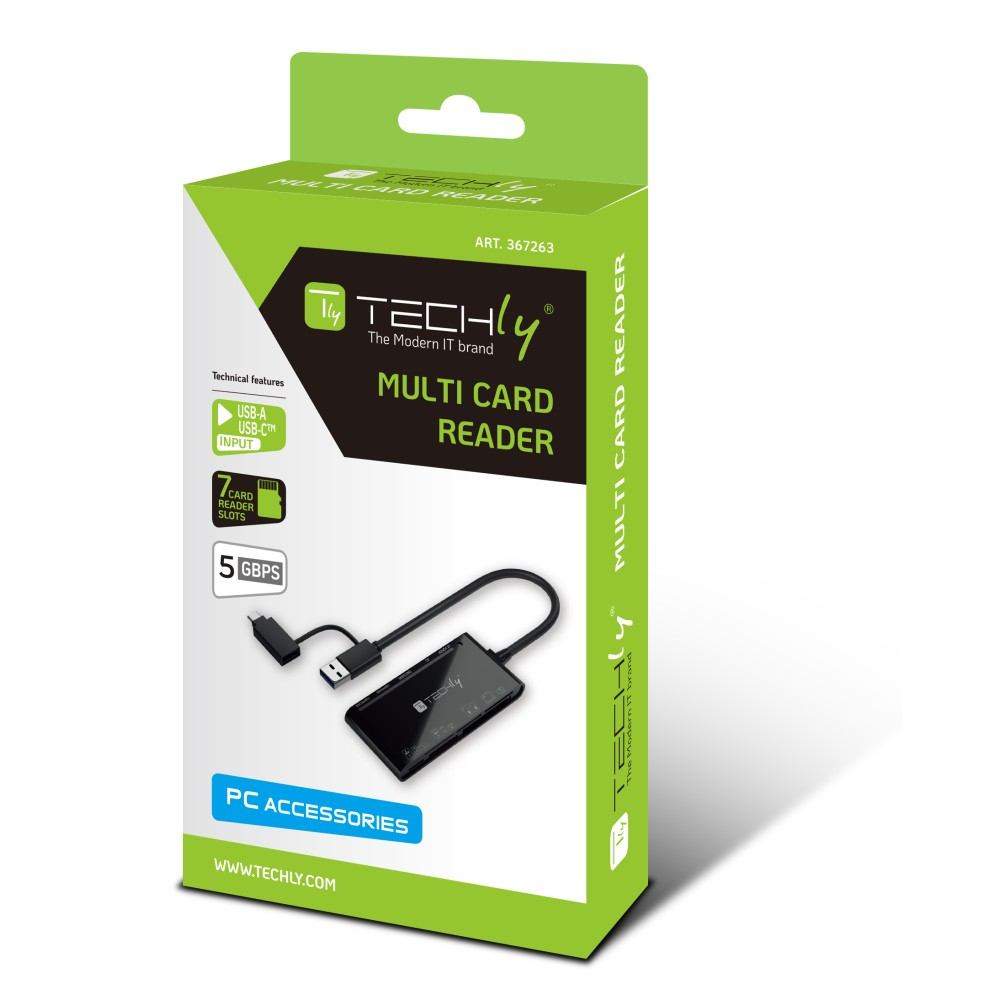 Techly IUSB-CARD-AC575 card reader USB 3.2 Gen 1 (3.1 Gen 1) Type-A/Type-C Black – image 2