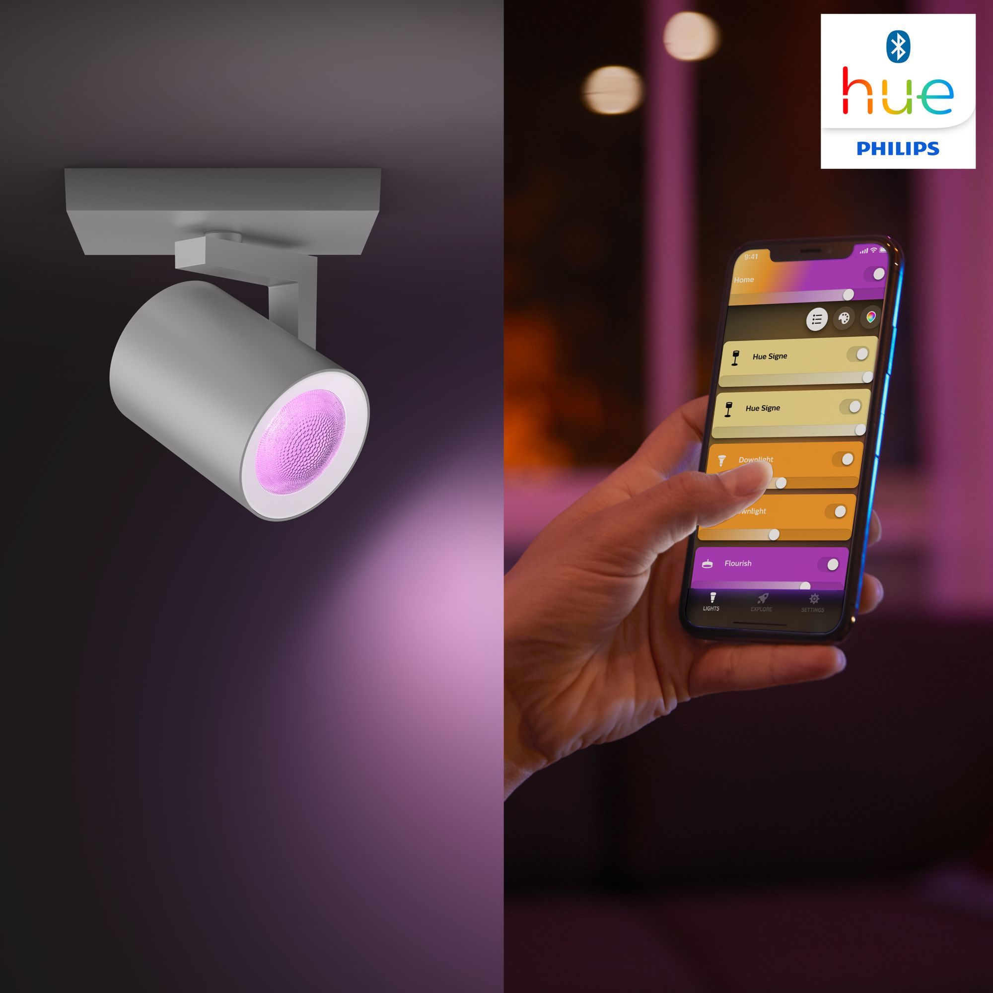 Philips by Signify Philips Hue White and colour ambience Argenta quadruple spotlight – image 9