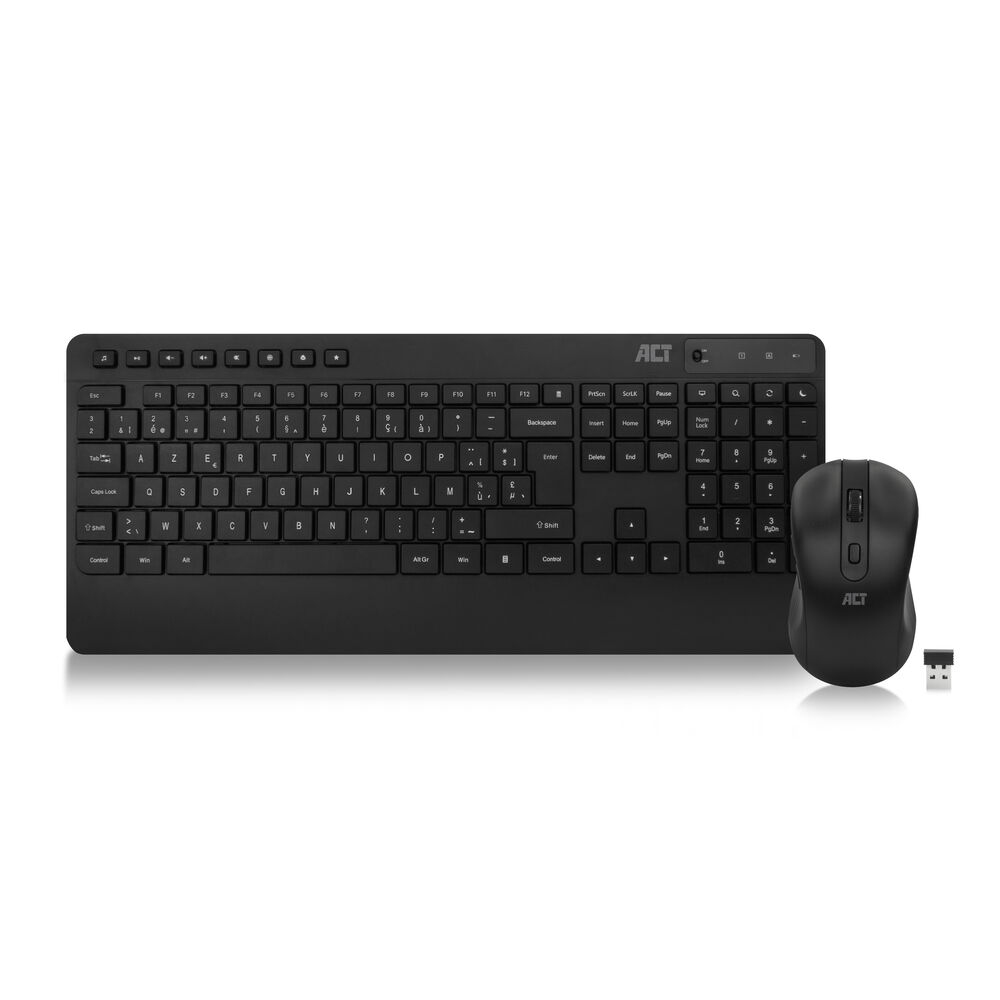 ACT Wireless keyboard and mouse bundle (Azerty), silent click, eco-friendly, made from recycled materials